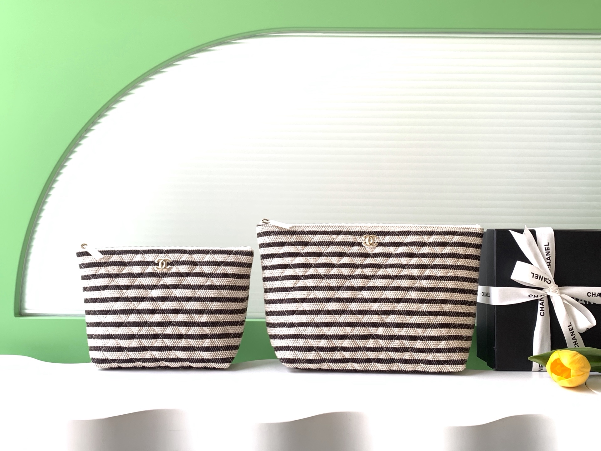 Chanel Black and White striped tweed everyday