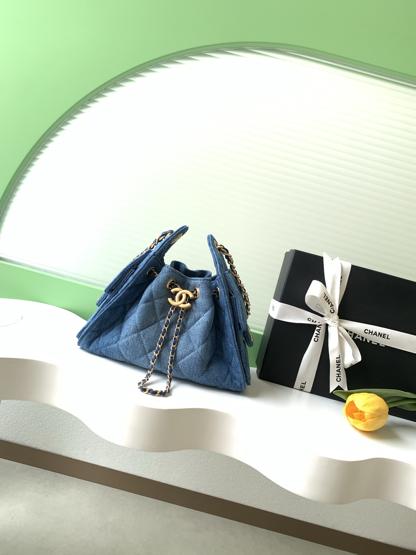 Chanel Style Blue Leather Hobo Bag Lookbook Reference image 1