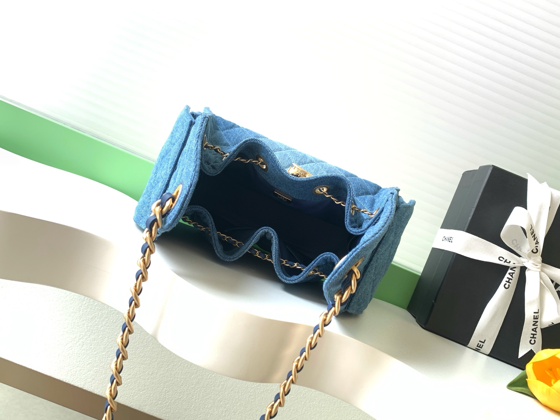 Chanel Style Blue Leather Hobo Bag style reference detail image 8 from source 770368