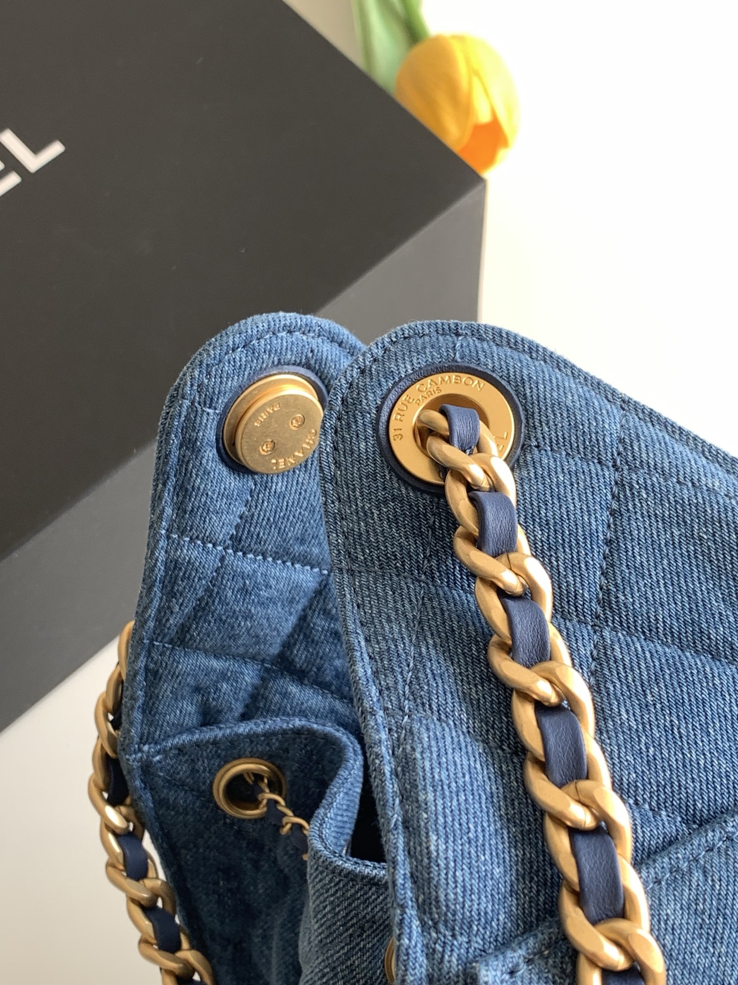 Chanel Style Blue Leather Hobo Bag style reference detail image 7 from source 770368