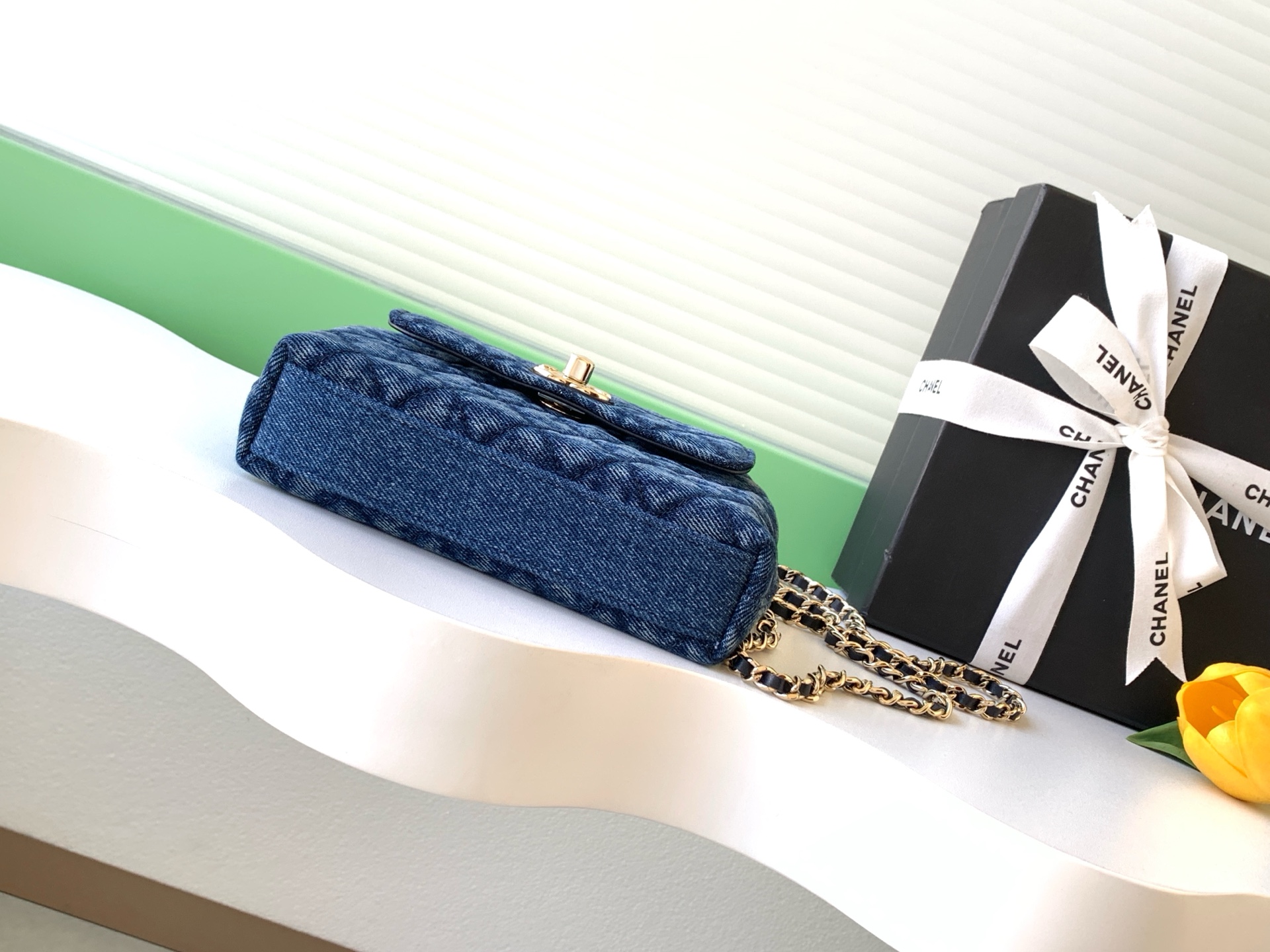 Chanel Style Blue Denim Top Handle Bag style reference detail image 4 from source 770393