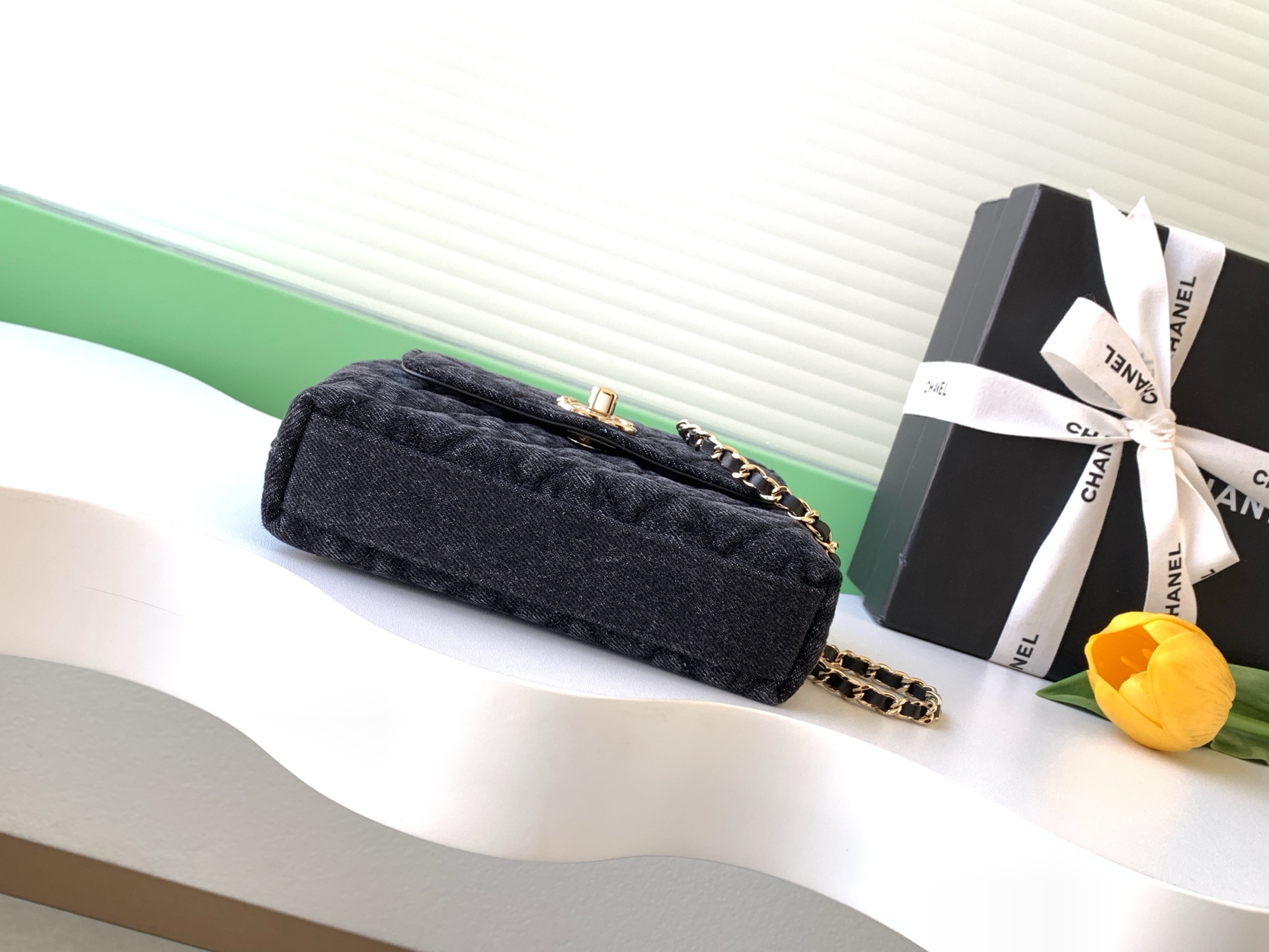 Chanel Style Black Denim Top Handle Bag style reference detail image 4 from source 770395