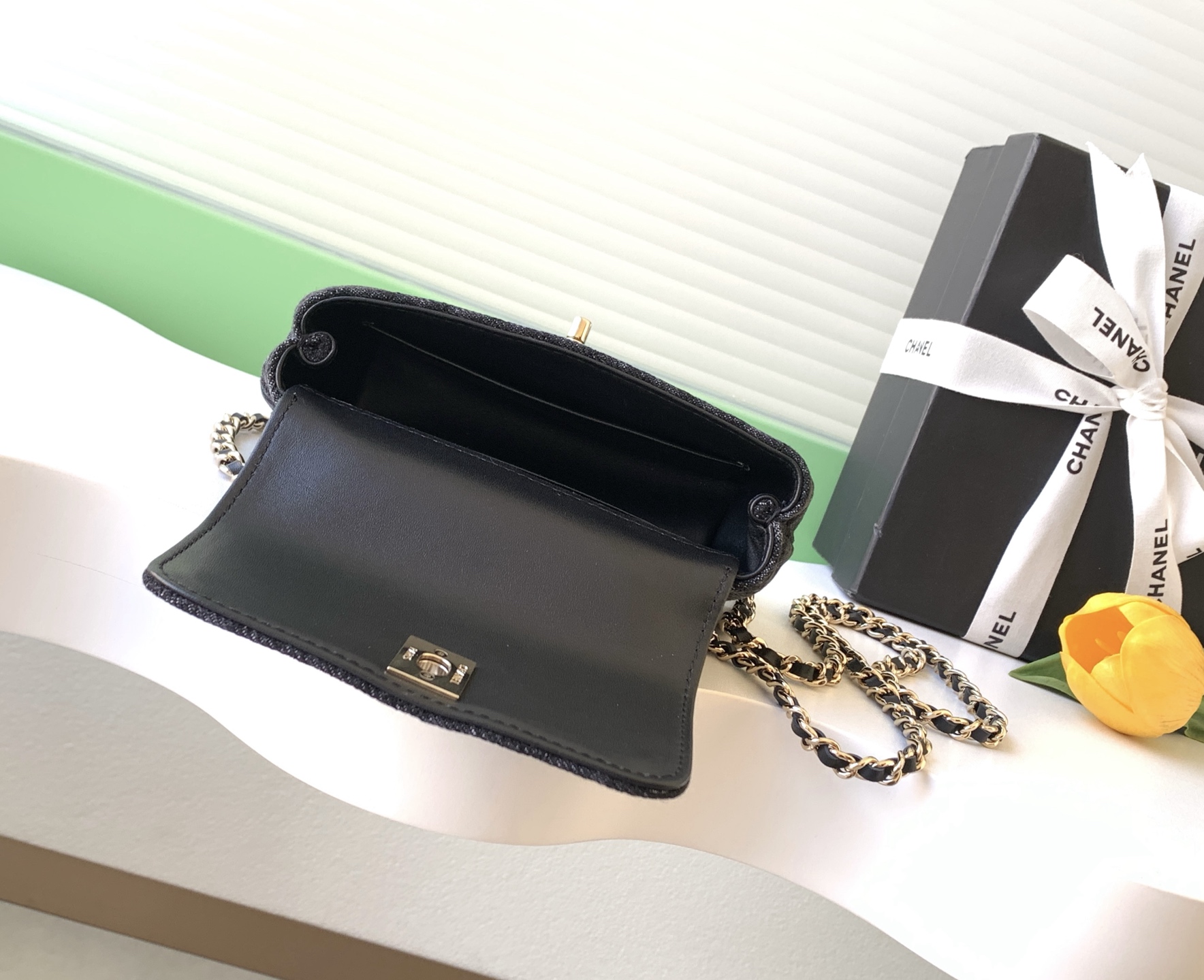 Chanel Style Black Denim Top Handle Bag style reference detail image 8 from source 770395