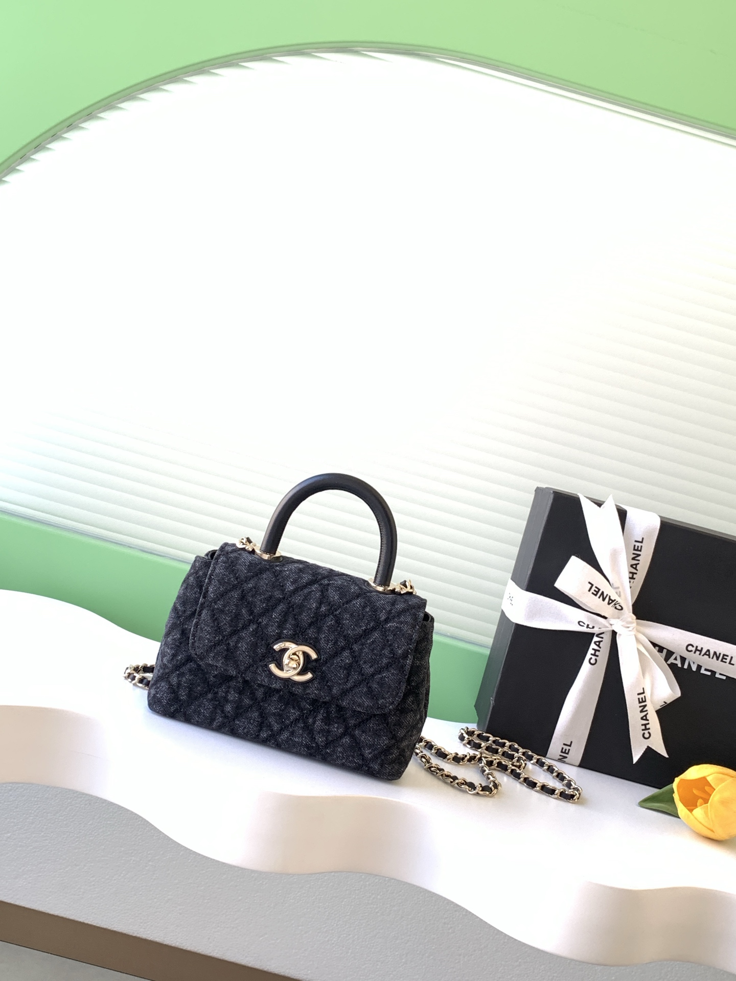 Chanel Style Black Denim Top Handle Bag Lookbook Reference image 1