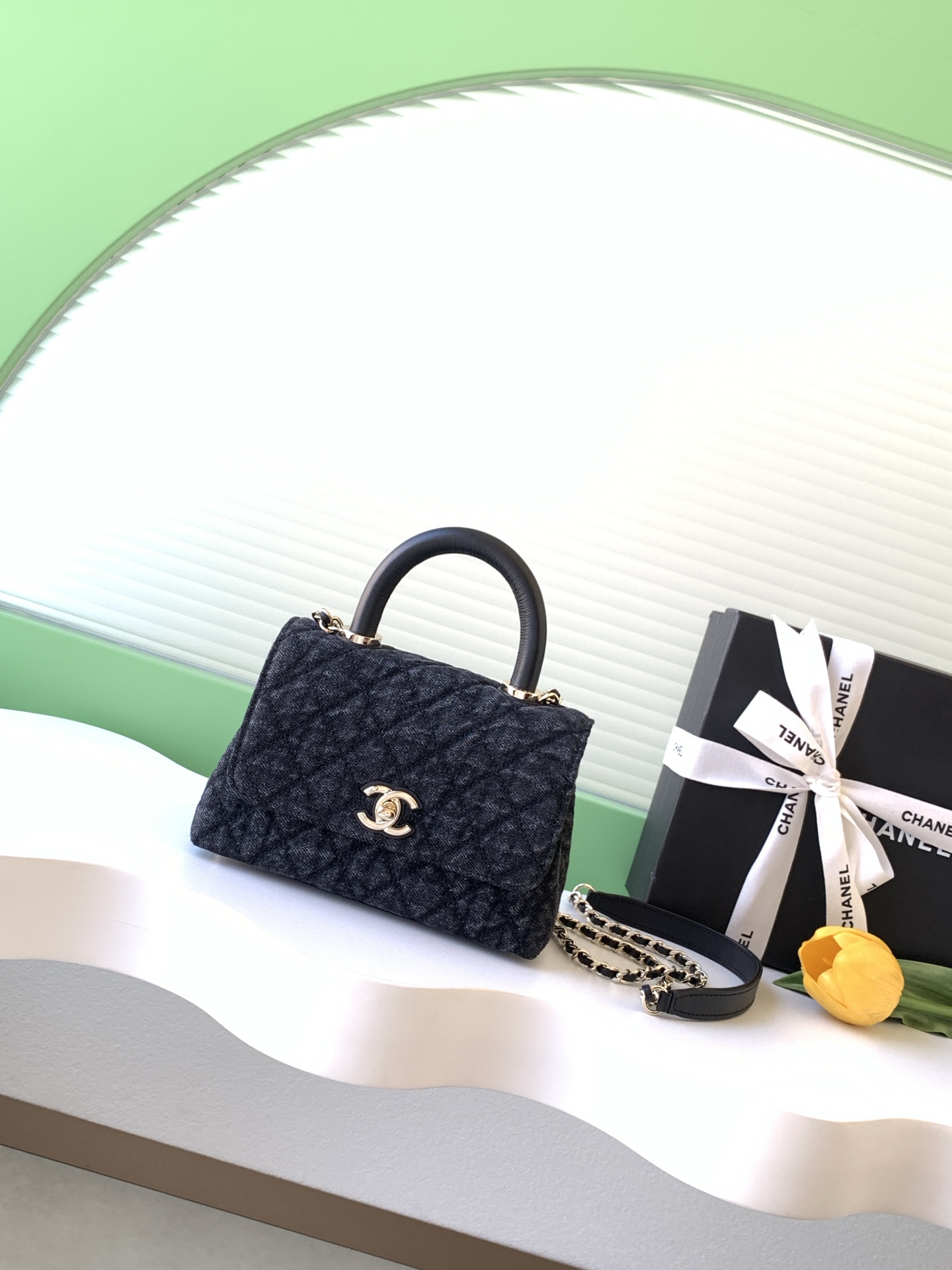 Chanel Style Black Denim Top Handle Bag Lookbook Reference image 1