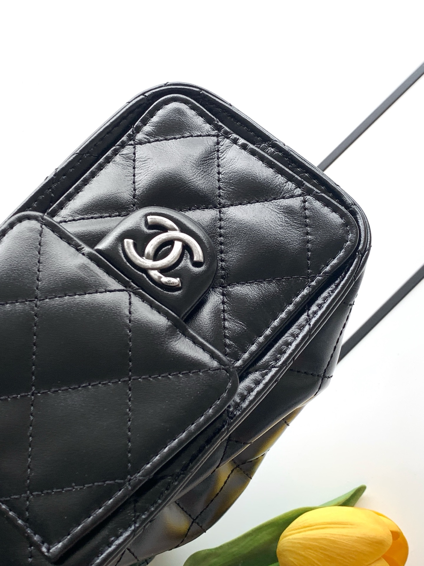 Chanel Style Black Leather Hobo Bag style reference detail image 6 from source 776555