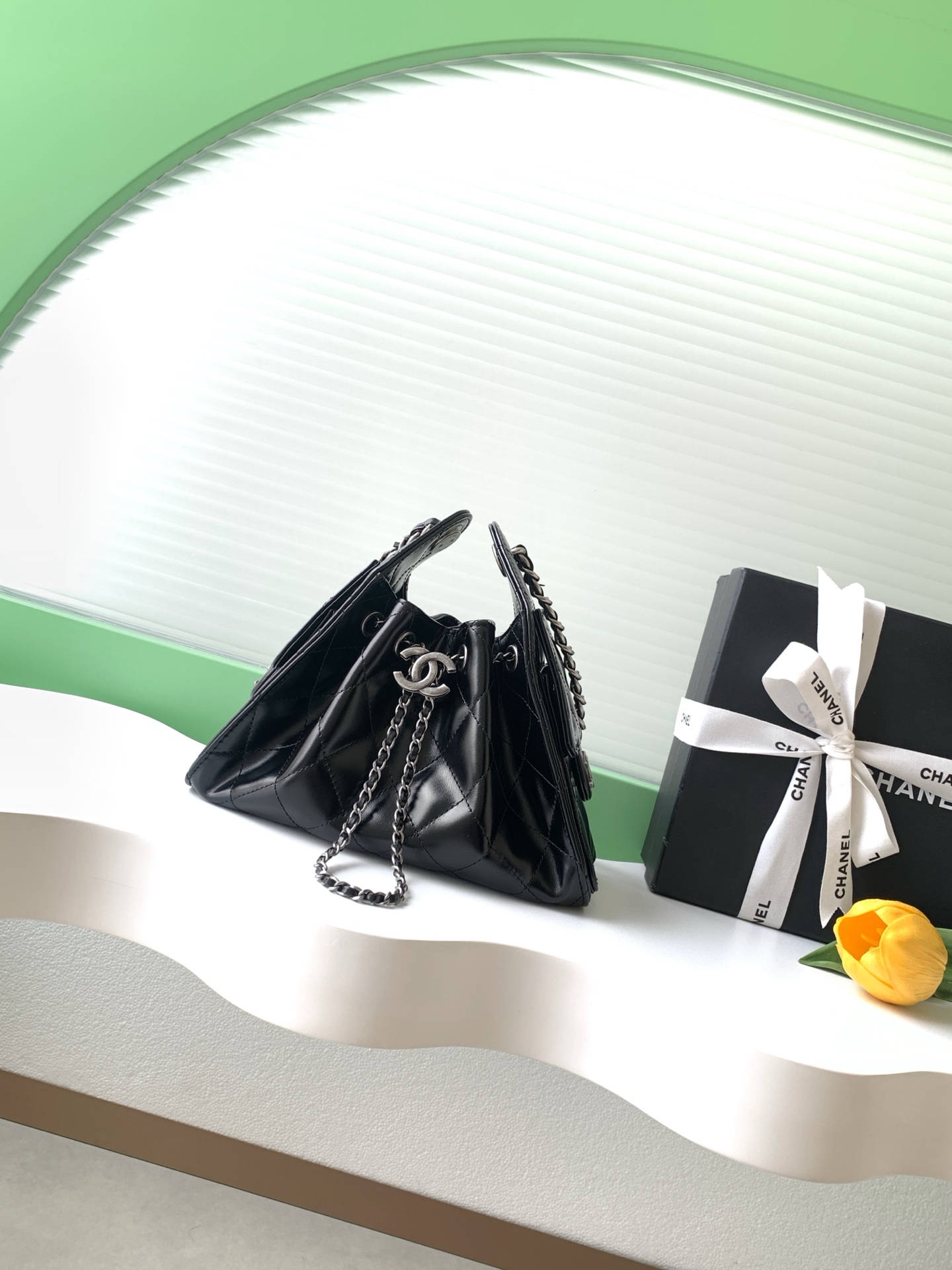Chanel Style Black Leather Hobo Bag style reference detail image 1 from source 776555