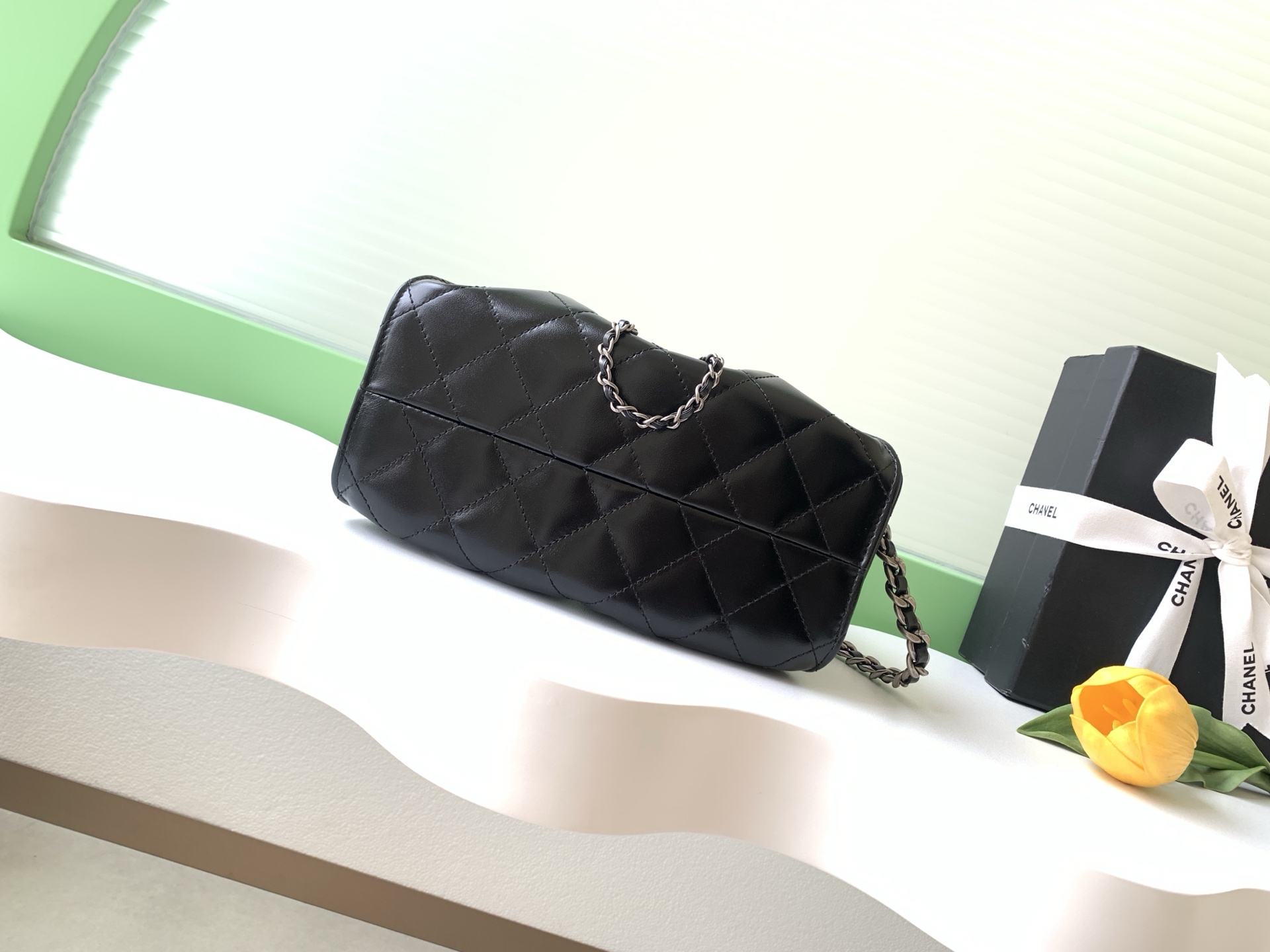 Chanel Style Black Leather Hobo Bag style reference detail image 4 from source 776555