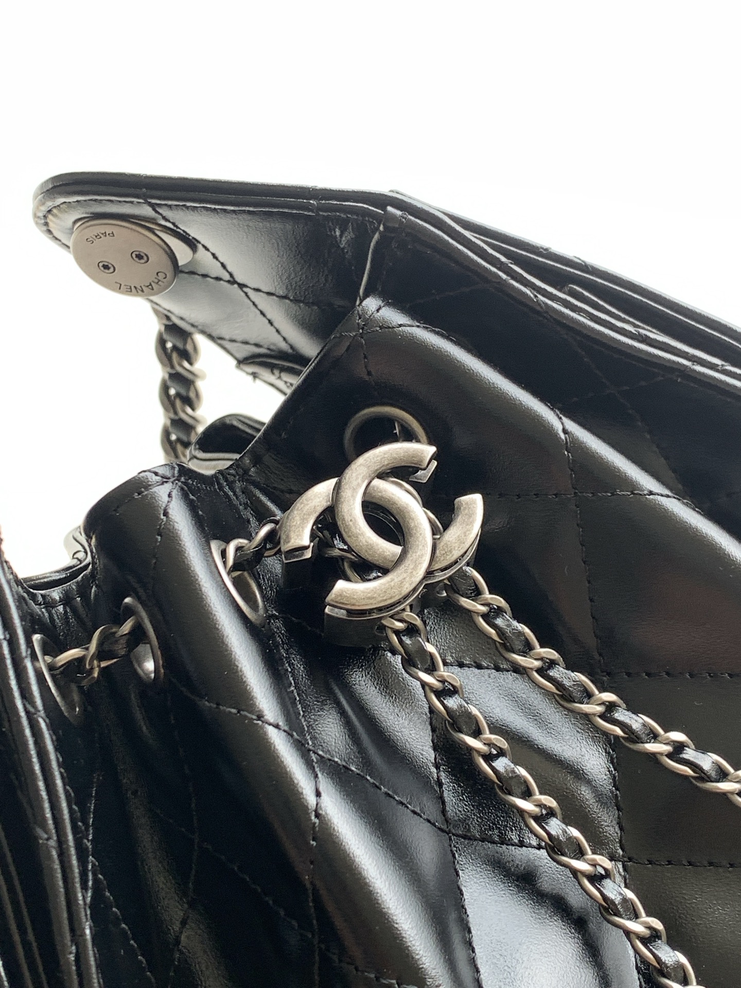 Chanel Style Black Leather Hobo Bag style reference detail image 5 from source 776555
