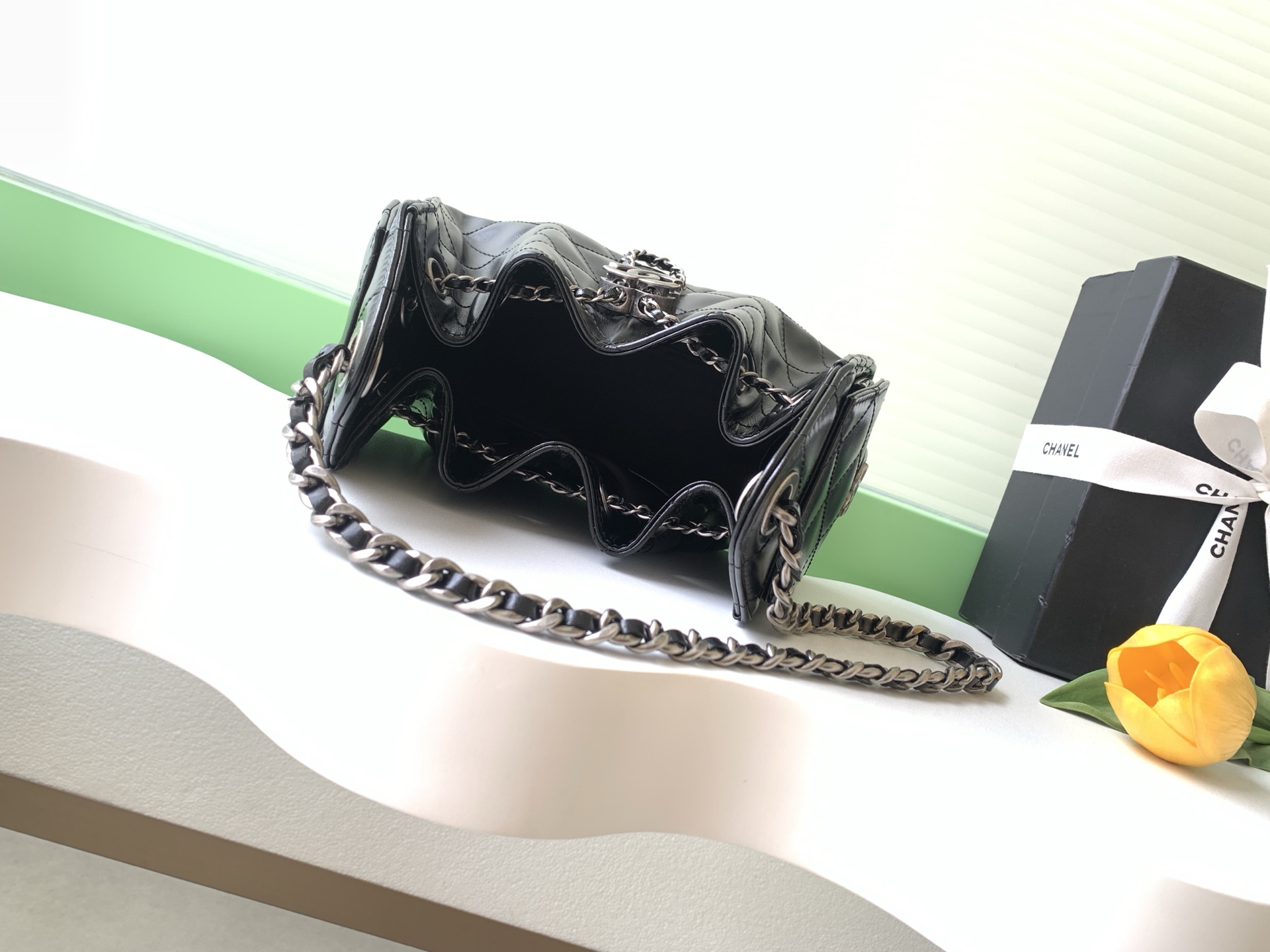 Chanel Style Black Leather Hobo Bag style reference detail image 7 from source 776555