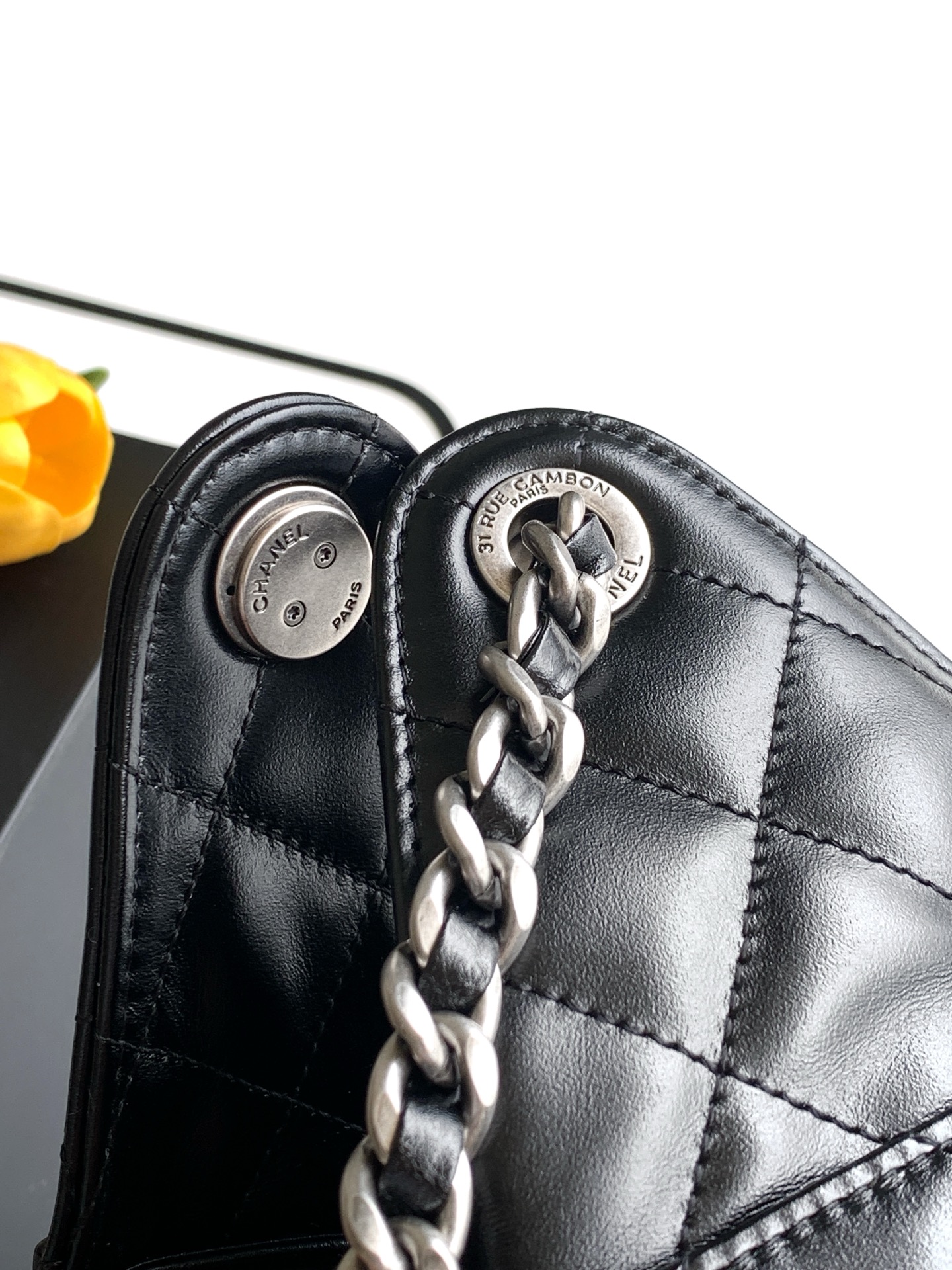 Chanel Style Black Leather Hobo Bag style reference detail image 7 from source 776554