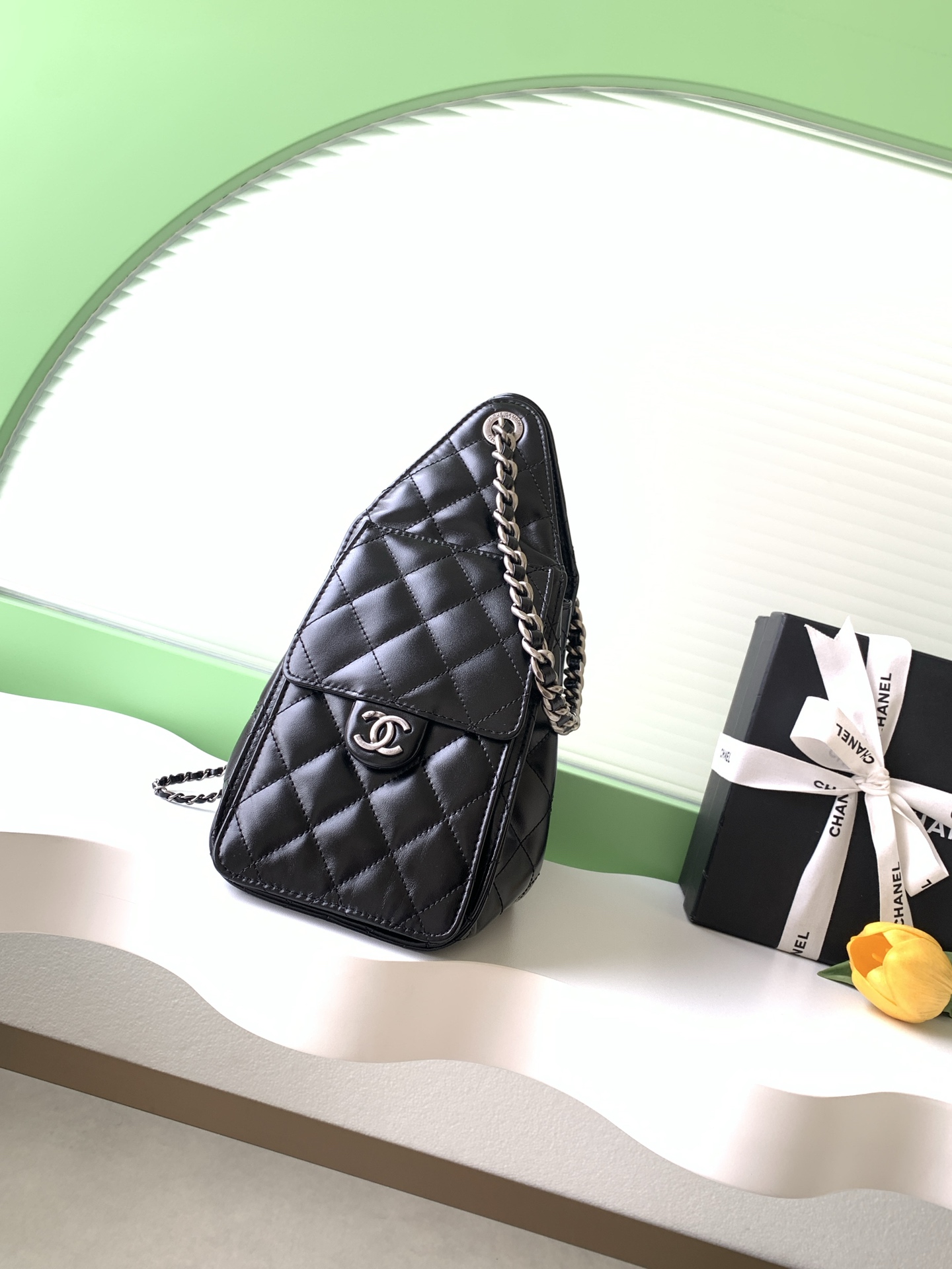 Chanel Style Black Leather Hobo Bag style reference detail image 2 from source 776554