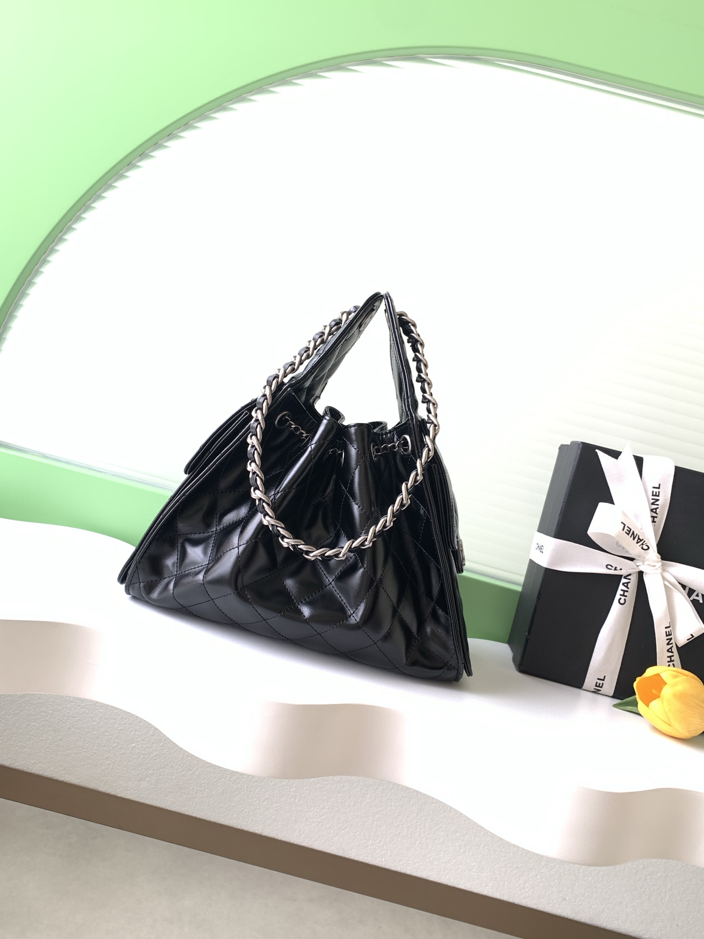 Chanel Style Black Leather Hobo Bag style reference detail image 3 from source 776554