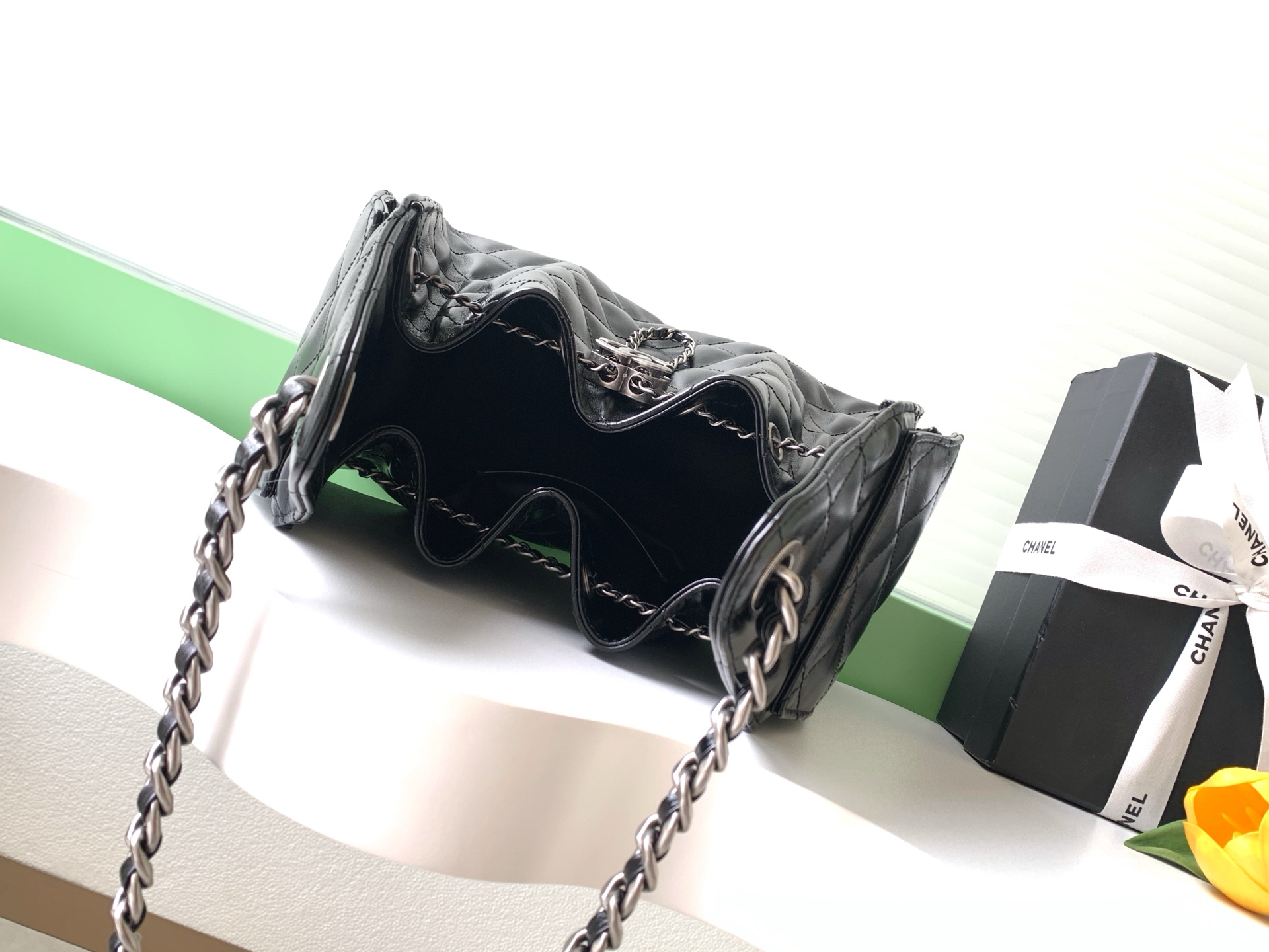 Chanel Style Black Leather Hobo Bag style reference detail image 8 from source 776554