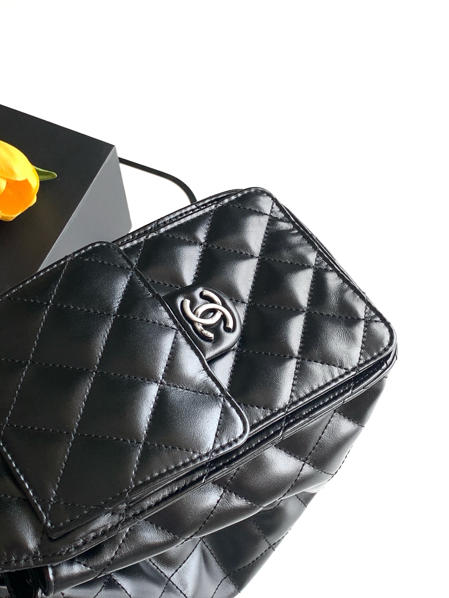 Chanel Style Black Leather Hobo Bag style reference detail image 6 from source 776554