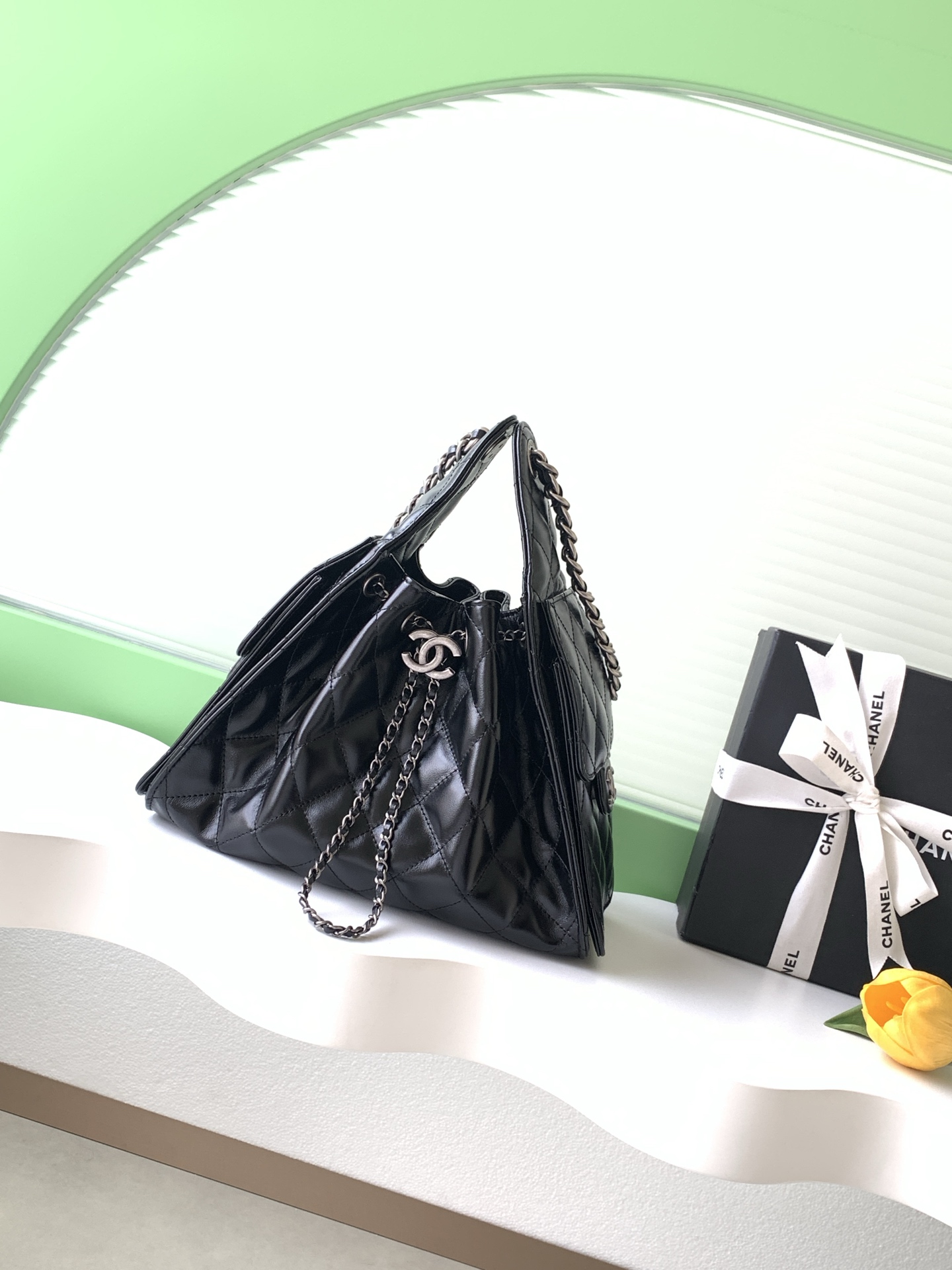 Chanel Style Black Leather Hobo Bag style reference detail image 1 from source 776554