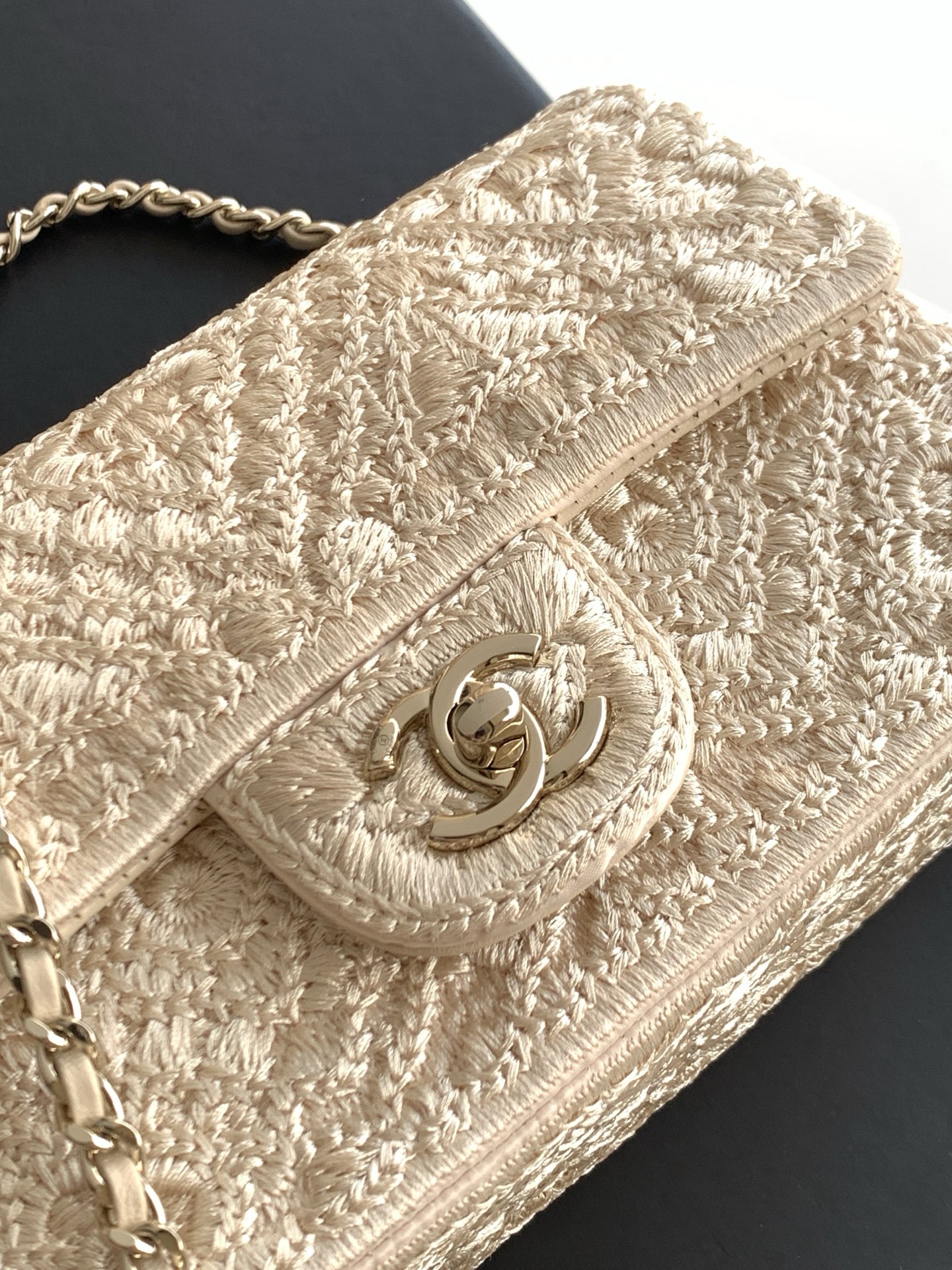 Chanel Style Beige Leather Bag style reference detail image 5 from source 786000