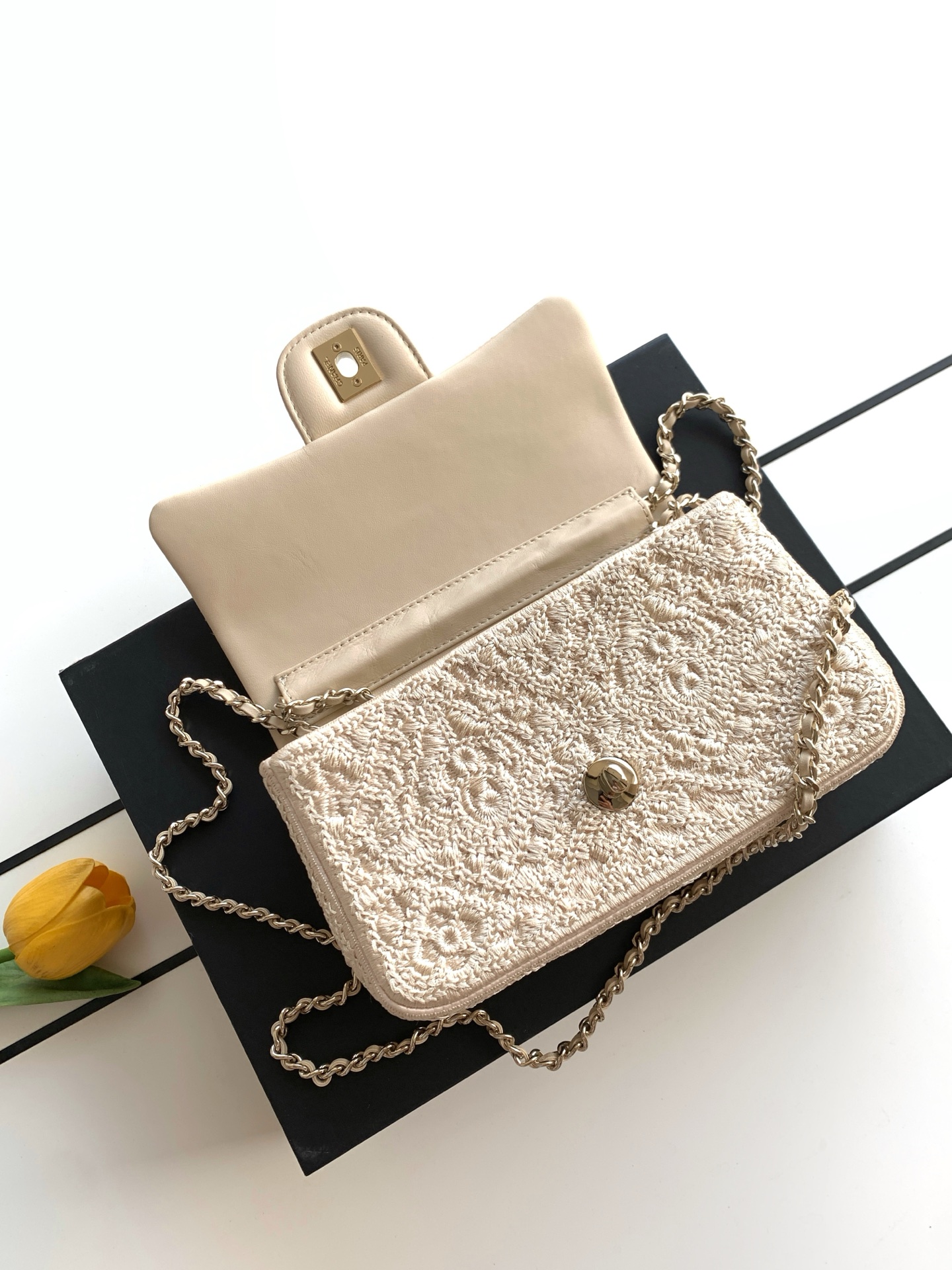 Chanel Style Beige Leather Bag style reference detail image 6 from source 786000