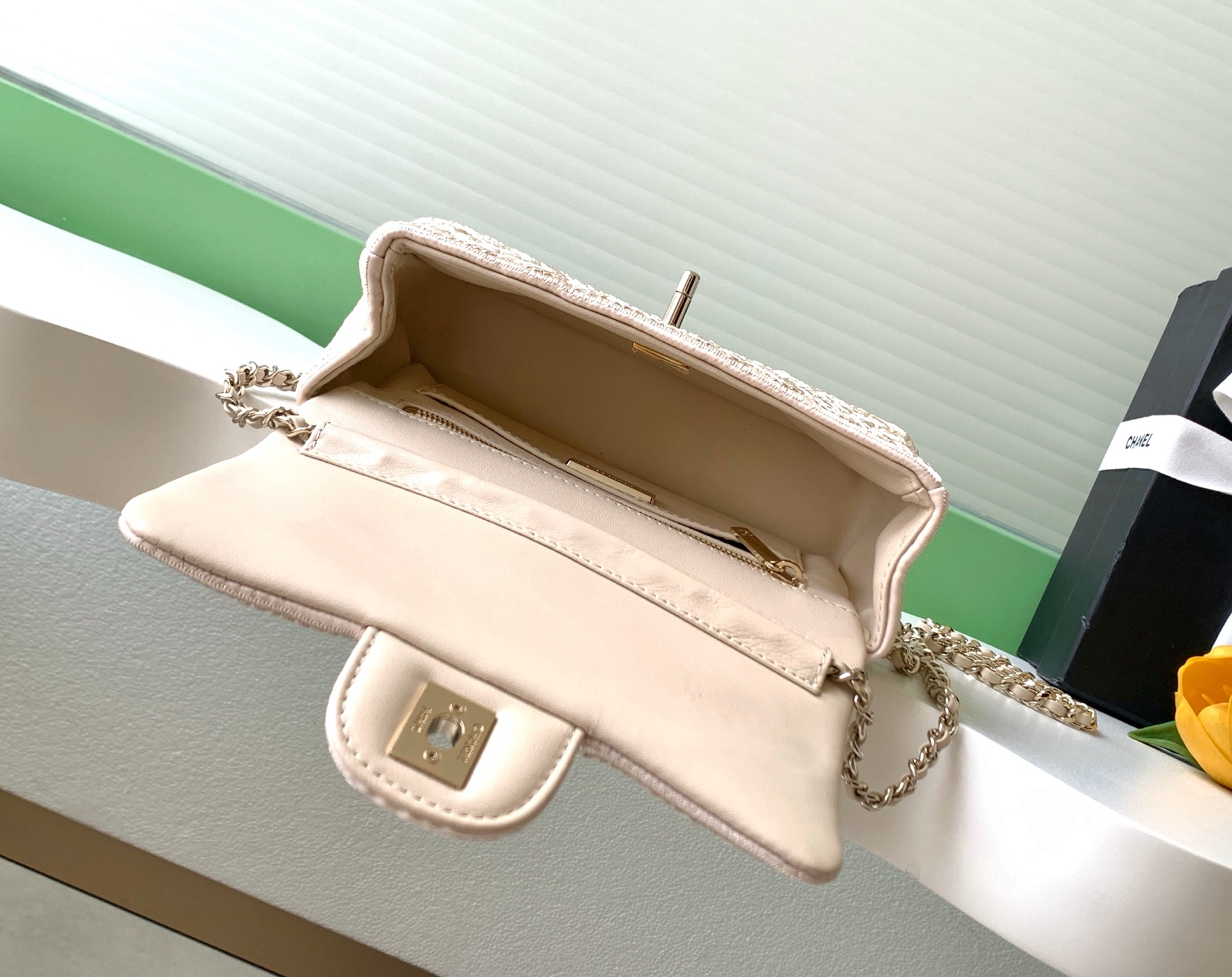 Chanel Style Beige Leather Bag style reference detail image 8 from source 786000