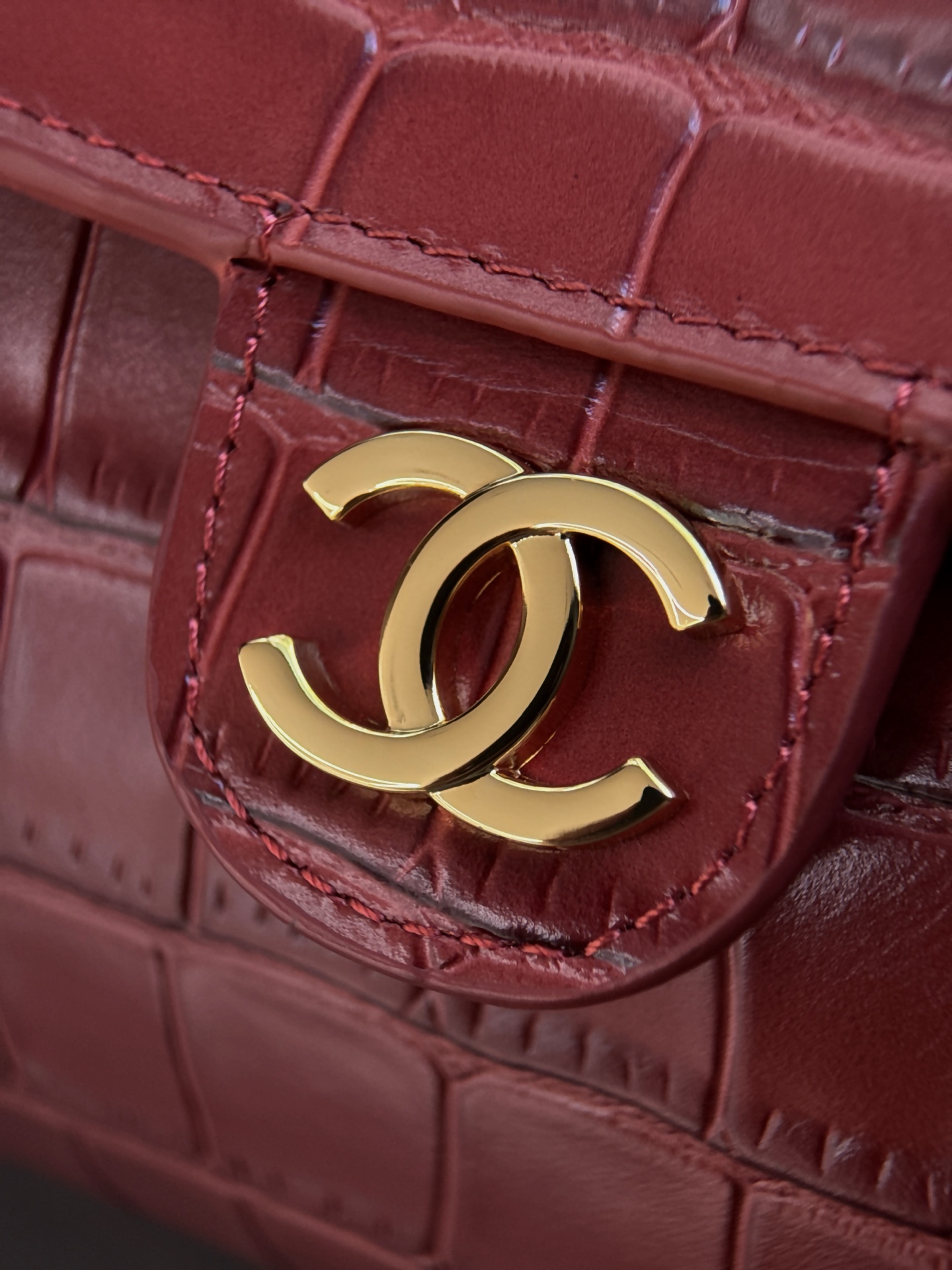Chanel Crocodile Embossed Leather Long Flap Should