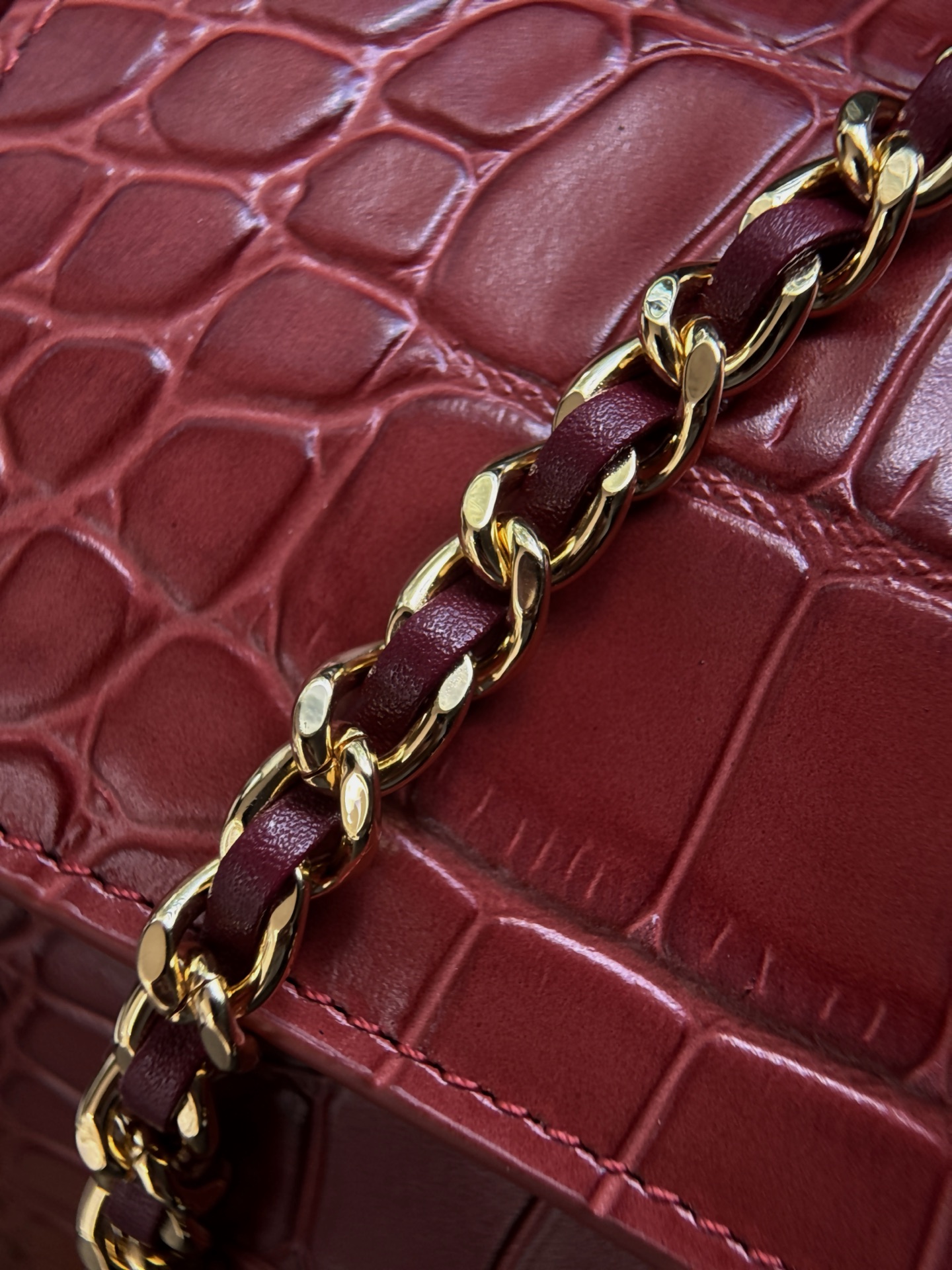 Chanel Crocodile Embossed Leather Long Flap Should