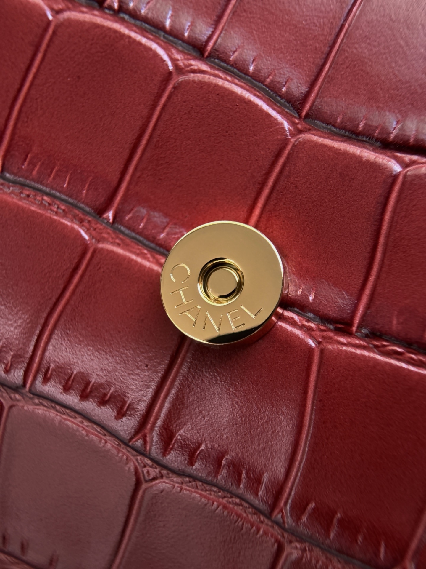 Chanel Crocodile Embossed Leather Long Flap Should