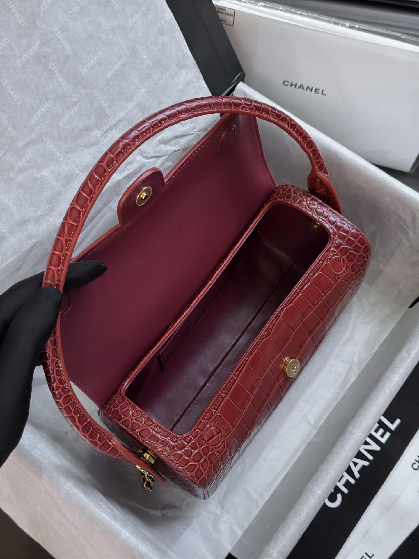 Chanel Crocodile Embossed Leather Long Flap Should