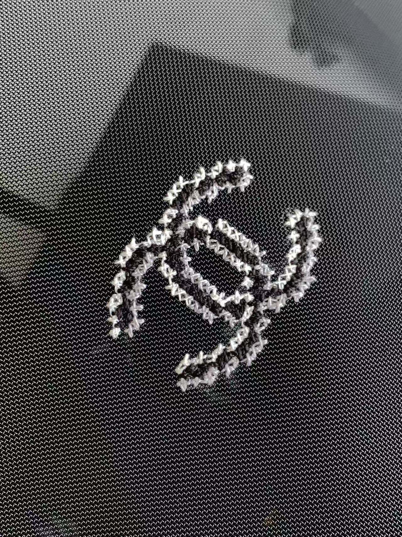 Chanel Mesh Embroidery Bucket Tote Bag