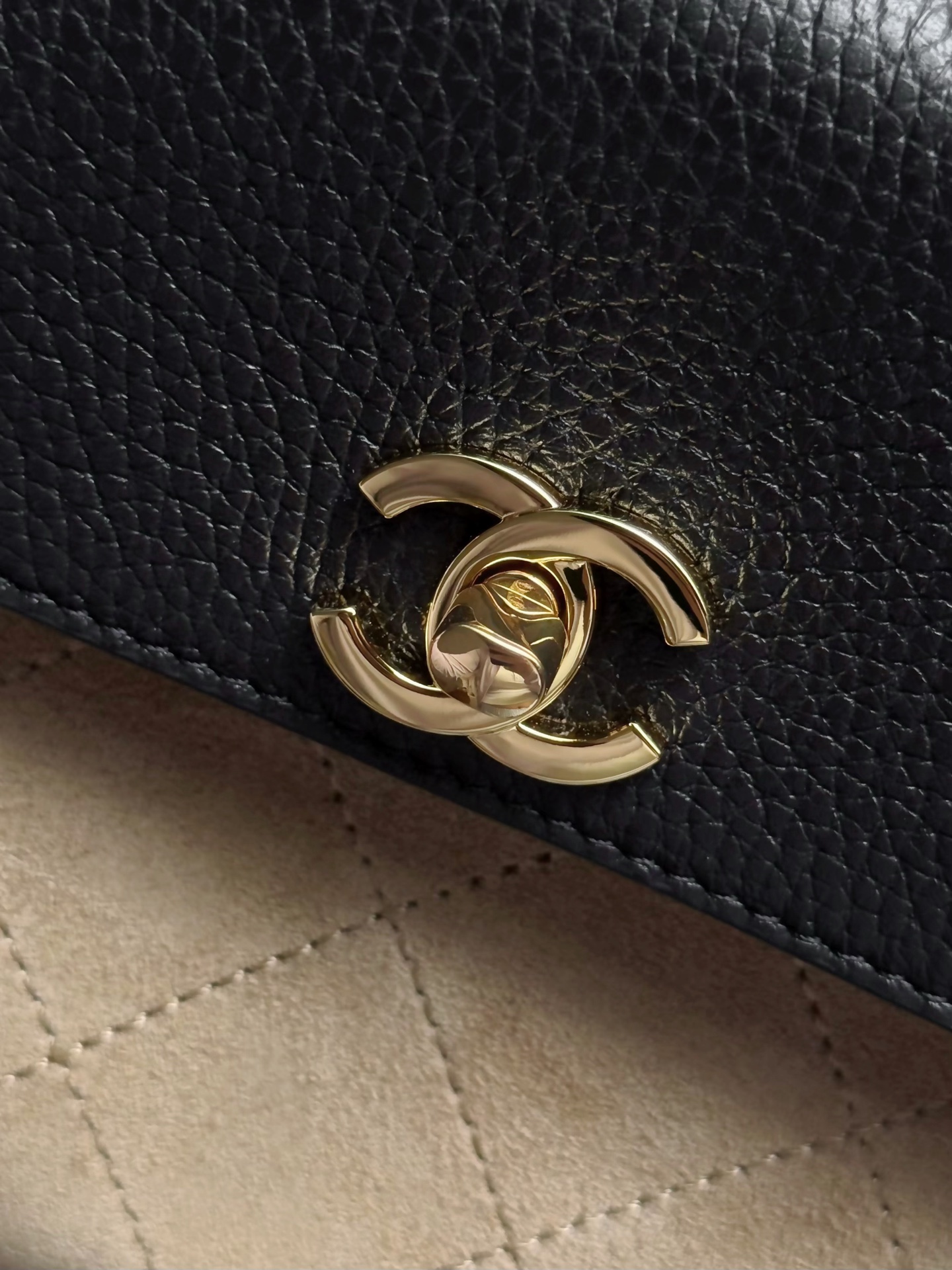 CHANEL Quilted Suede & Caviar Leather Shoulder Bag