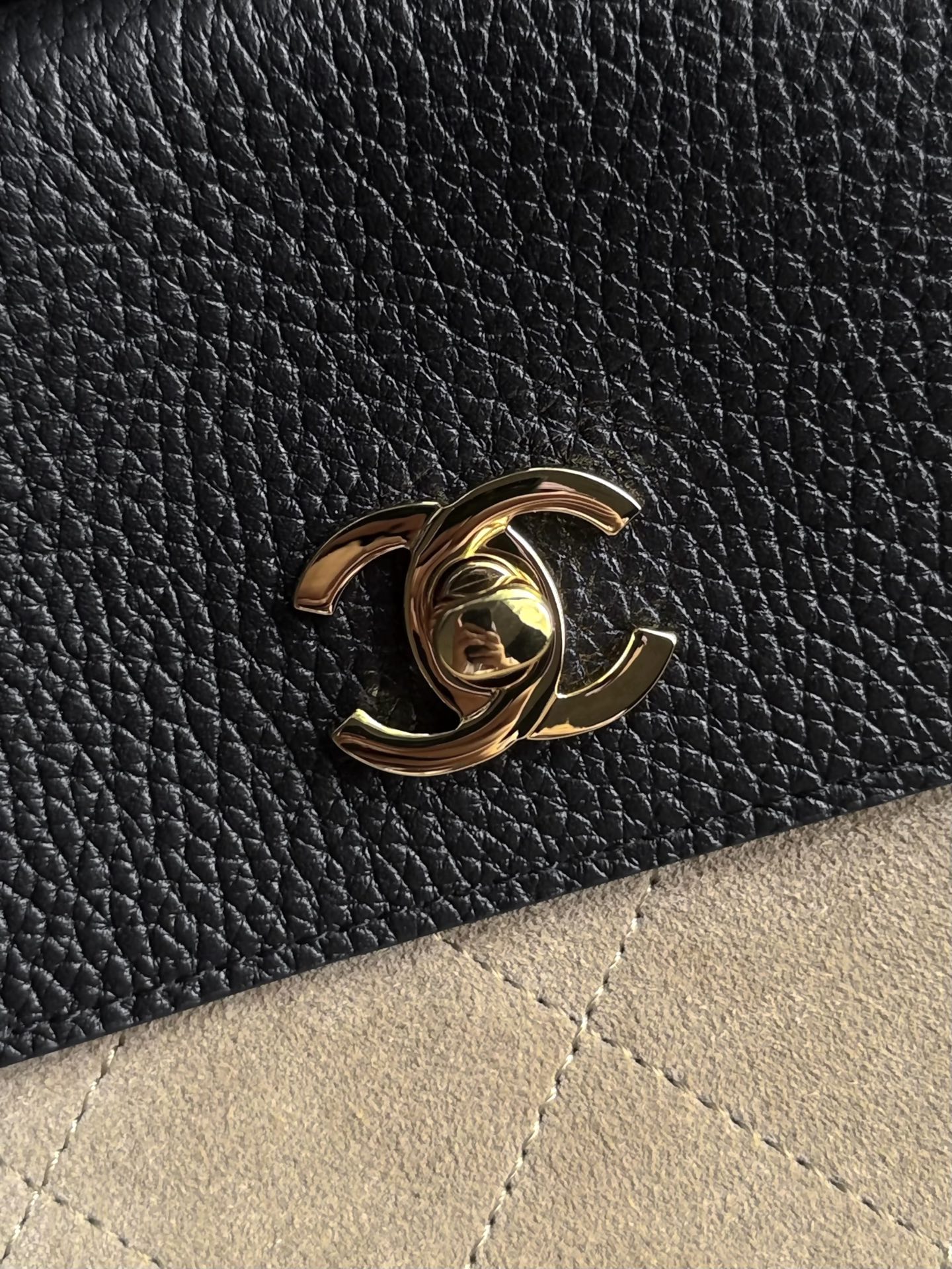 CHANEL Quilted Suede & Caviar Leather Shoulder Bag