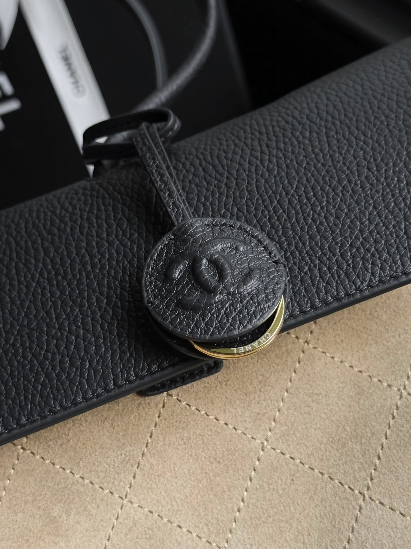 CHANEL Quilted Suede & Caviar Leather Shoulder Bag