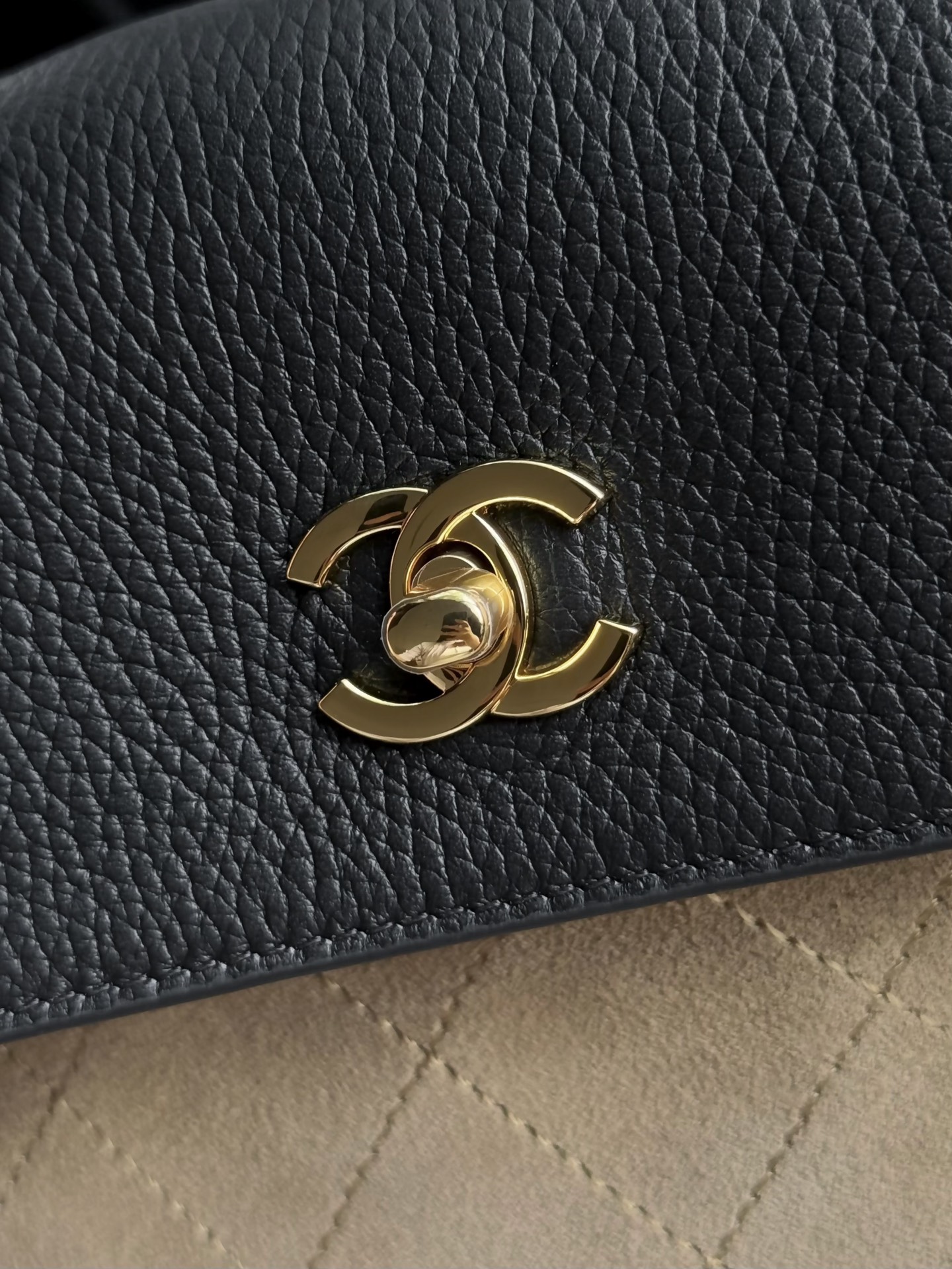 CHANEL Quilted Suede & Caviar Leather Shoulder Bag