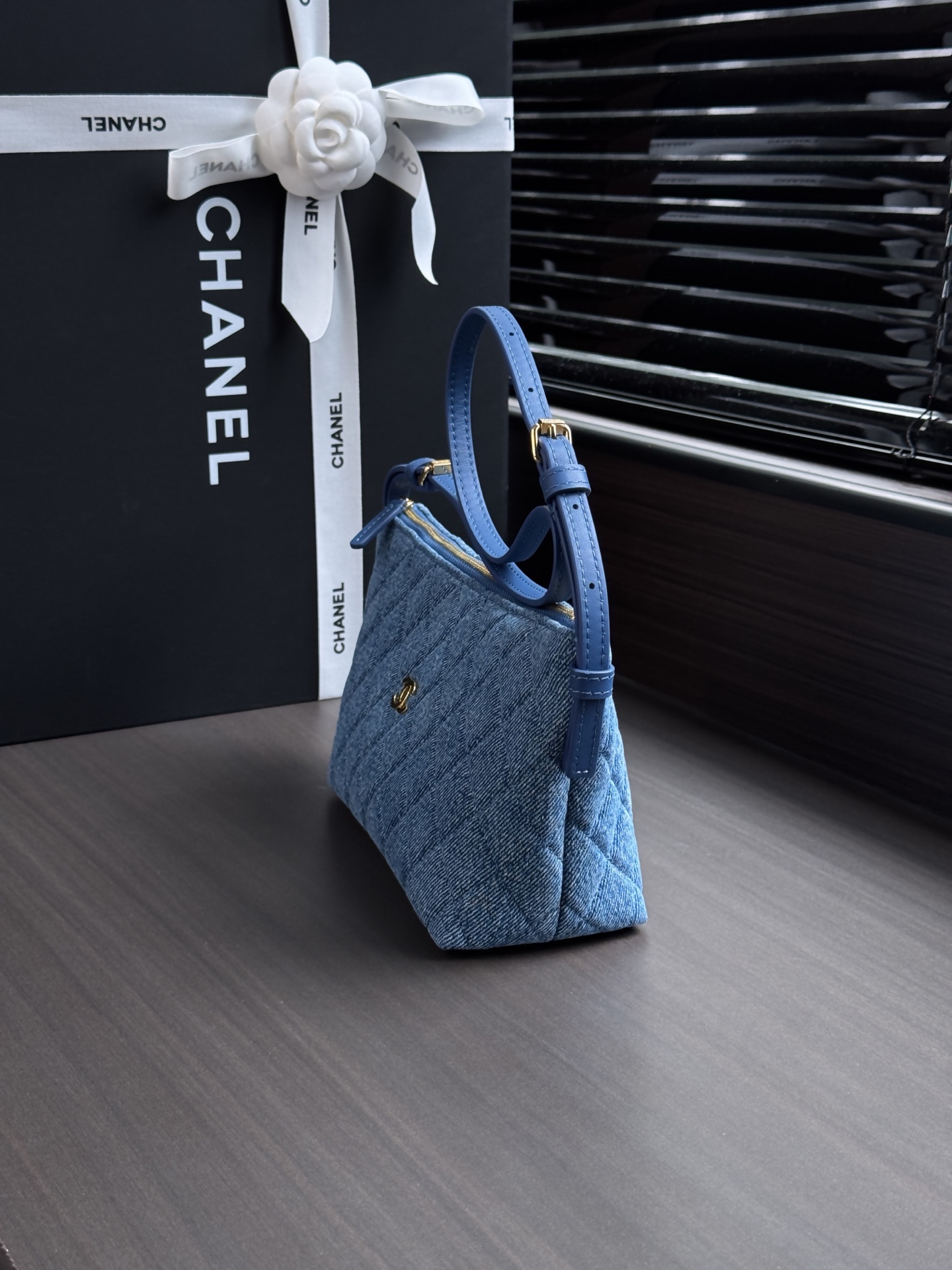 Chanel Denim Diagonal Quilted Hobo Shoulder Bag