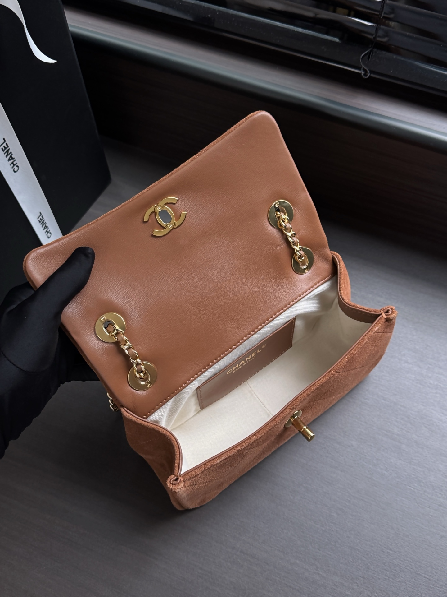 Chanel Suede Flap Shoulder Bag
