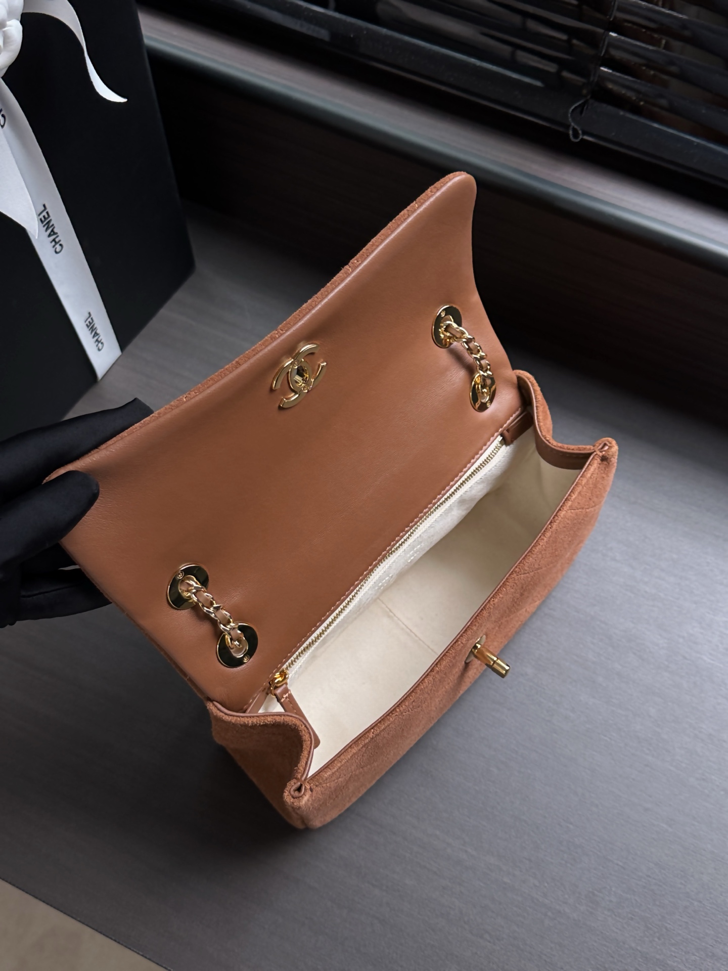 Chanel Suede Flap Shoulder Bag