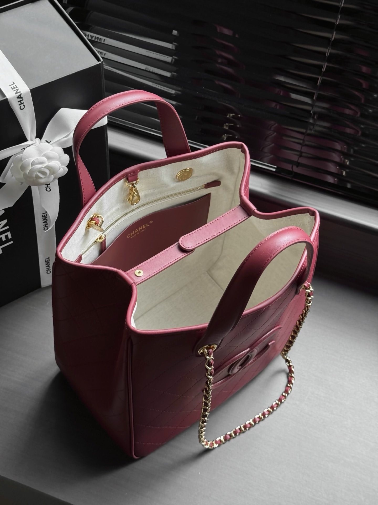Chanel Pink Quilted CC Logo Tote Bag