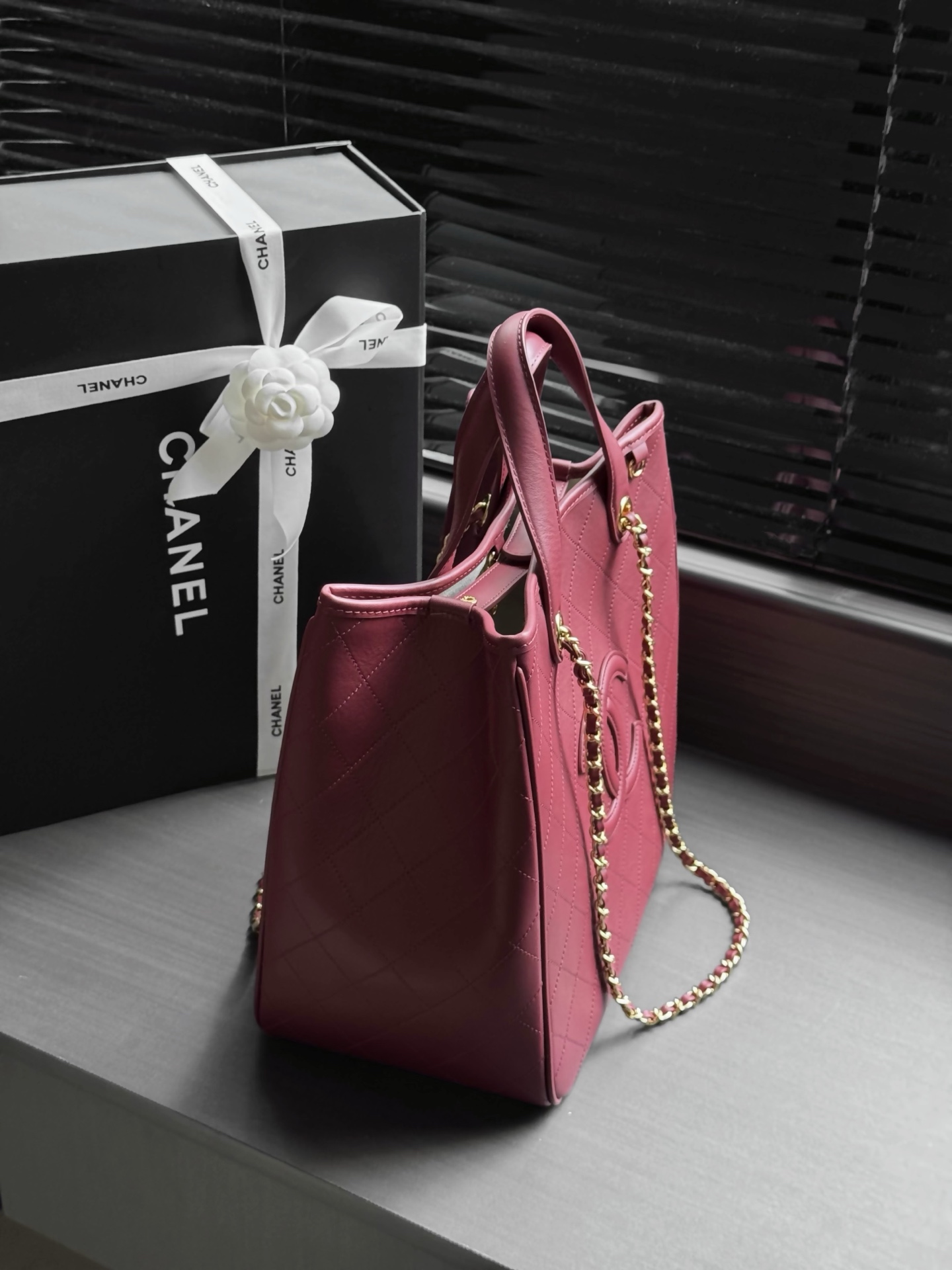 Chanel Pink Quilted CC Logo Tote Bag