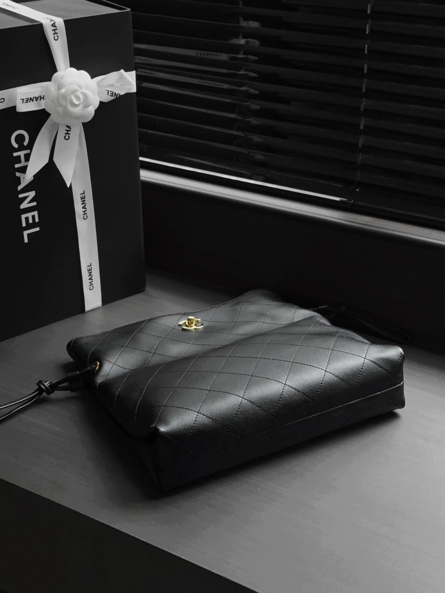 Chanel Black Quilted Chain Tote Bag