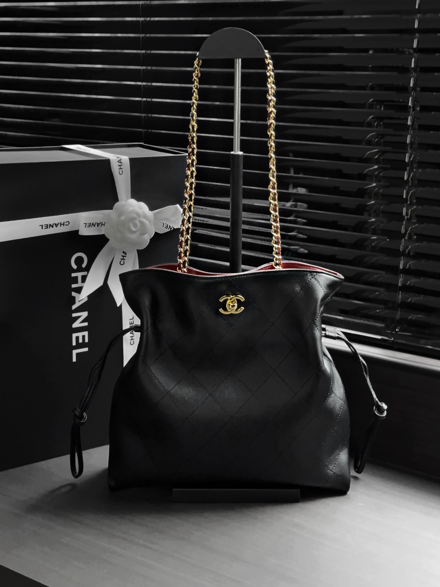 Chanel Black Quilted Chain Tote Bag