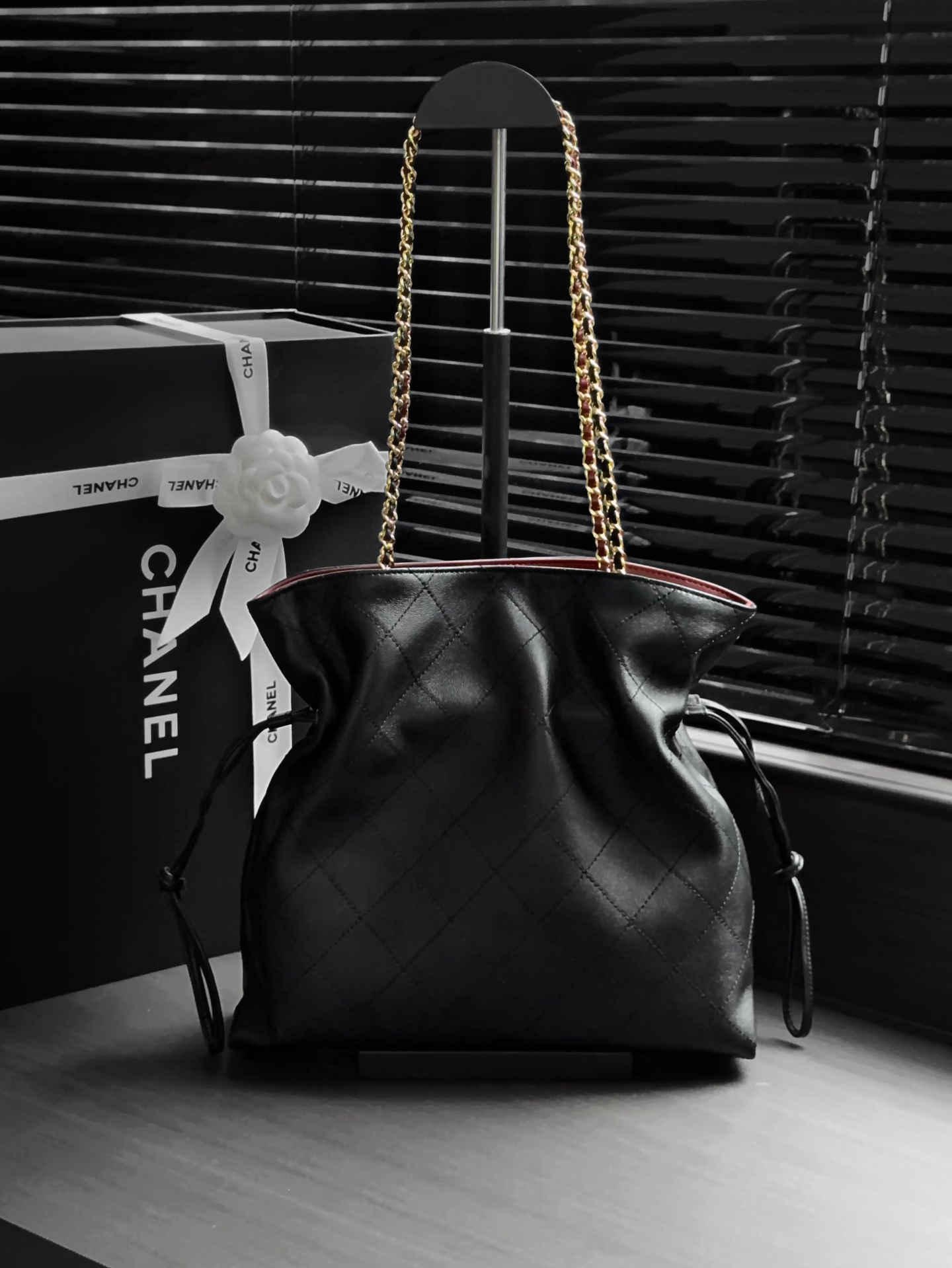 Chanel Black Quilted Chain Tote Bag