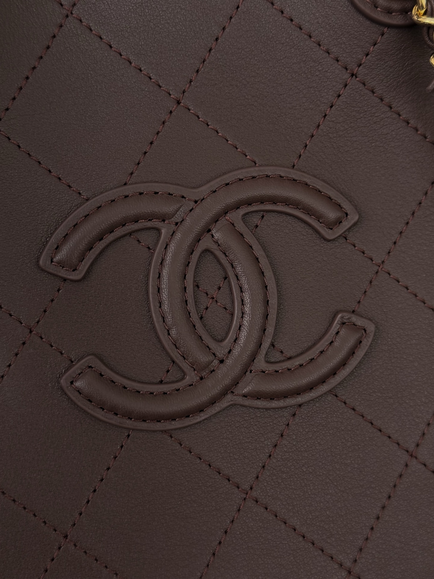 Chanel Brown Quilted CC Logo Tote Bag