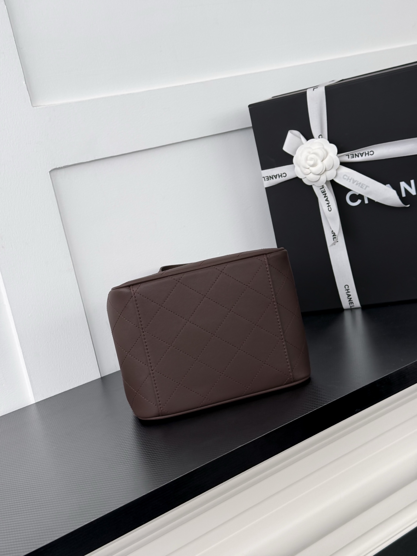 Chanel Brown Quilted CC Logo Tote Bag