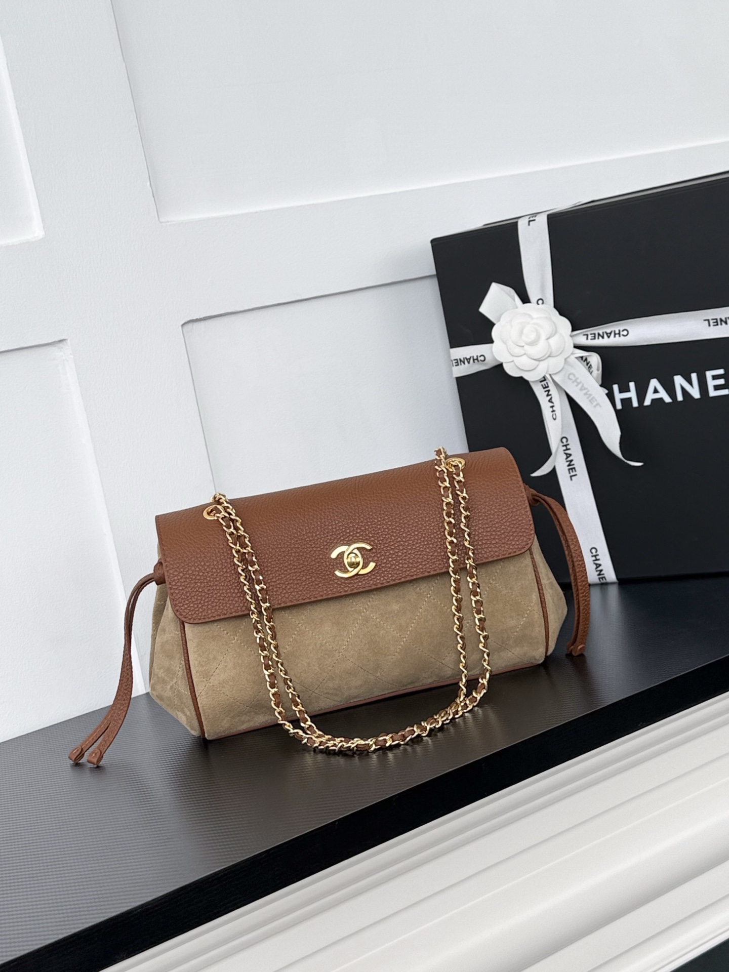 Chanel Tan Contrast Flap Shoulder Bag
