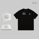 Prada Clothing T-Shirt Black White Unisex Knitting
