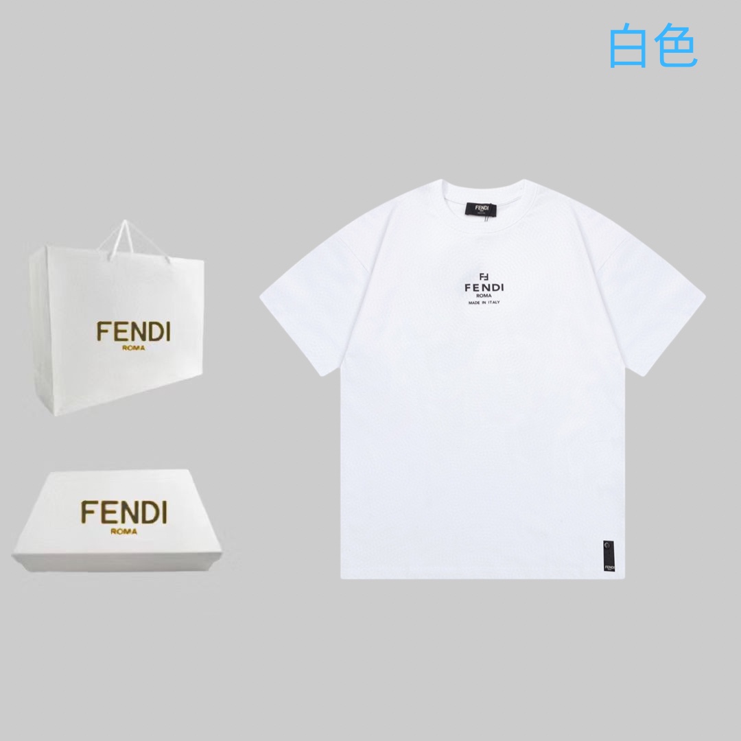 Fendi Clothing T-Shirt High Quality Designer
 Black White Unisex Cotton Silica Gel Short Sleeve