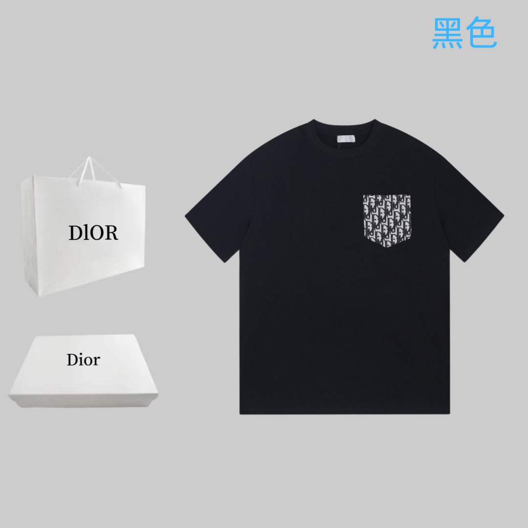 Dior Clothing T-Shirt Black White Unisex Cotton Short Sleeve