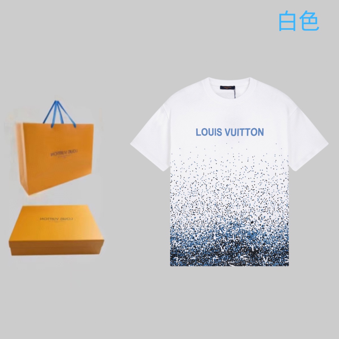 Louis Vuitton Clothing T-Shirt Black White Printing Unisex Cotton Casual