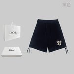 Dior Clothing Shorts Printing Unisex Combed Cotton Casual