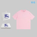 Burberry Clothing T-Shirt Pink Embroidery Unisex Cotton Knitting Spring/Summer Collection Fashion Short Sleeve