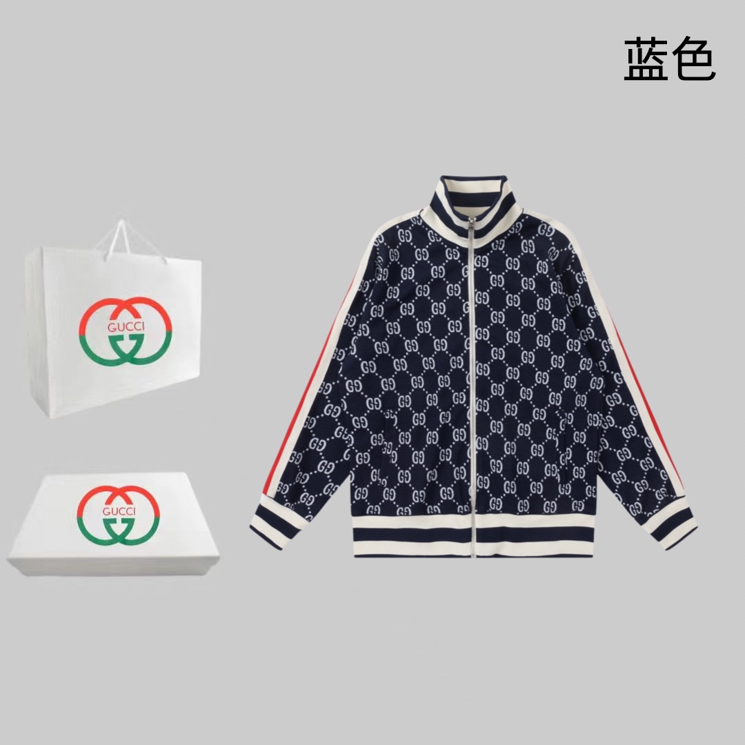 “GucCI Gucchi Blue Jacket with High-Quality Full-Print Band and Logo” - 图片 1